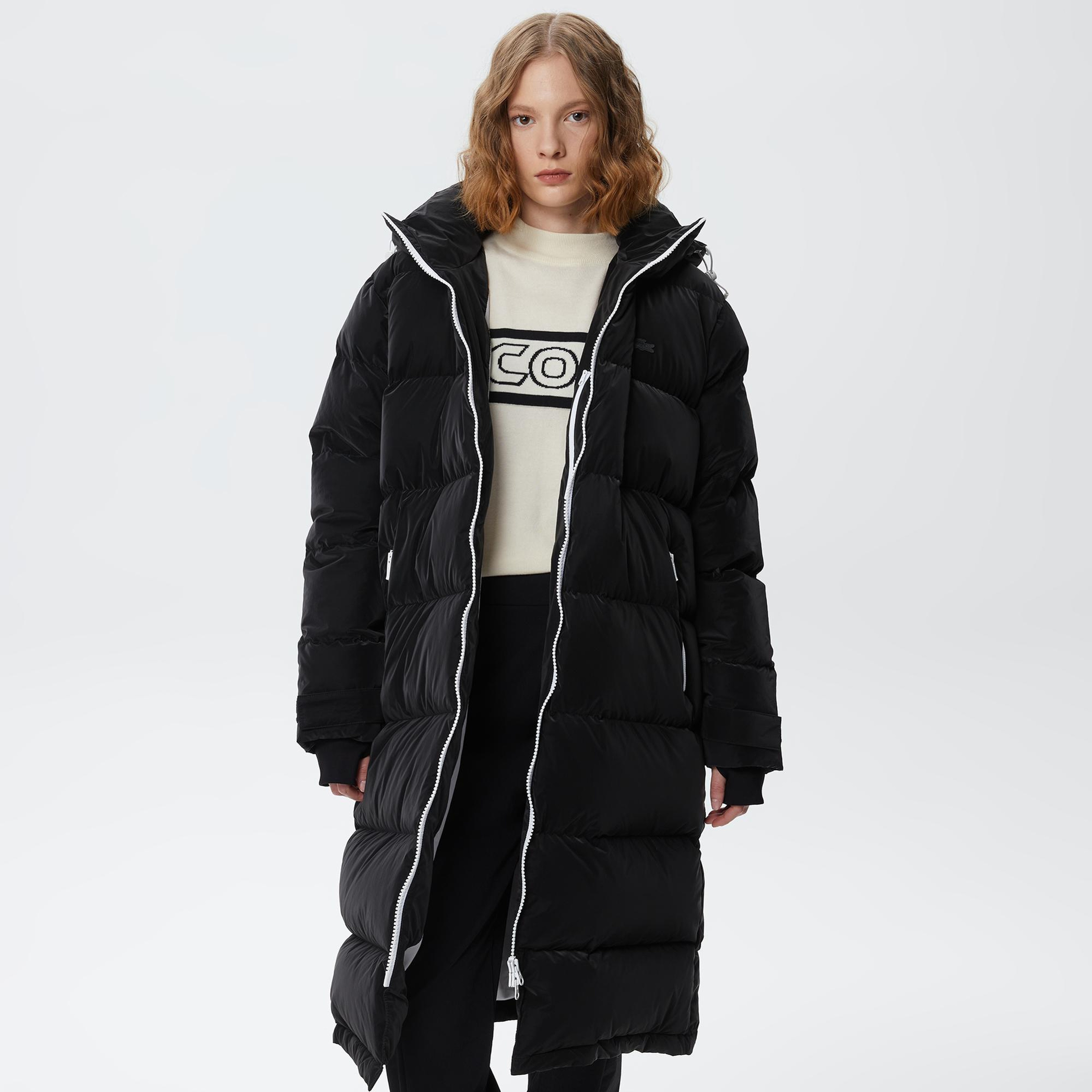 Kadın Kapüşonlu Kapitone Siyah Mont