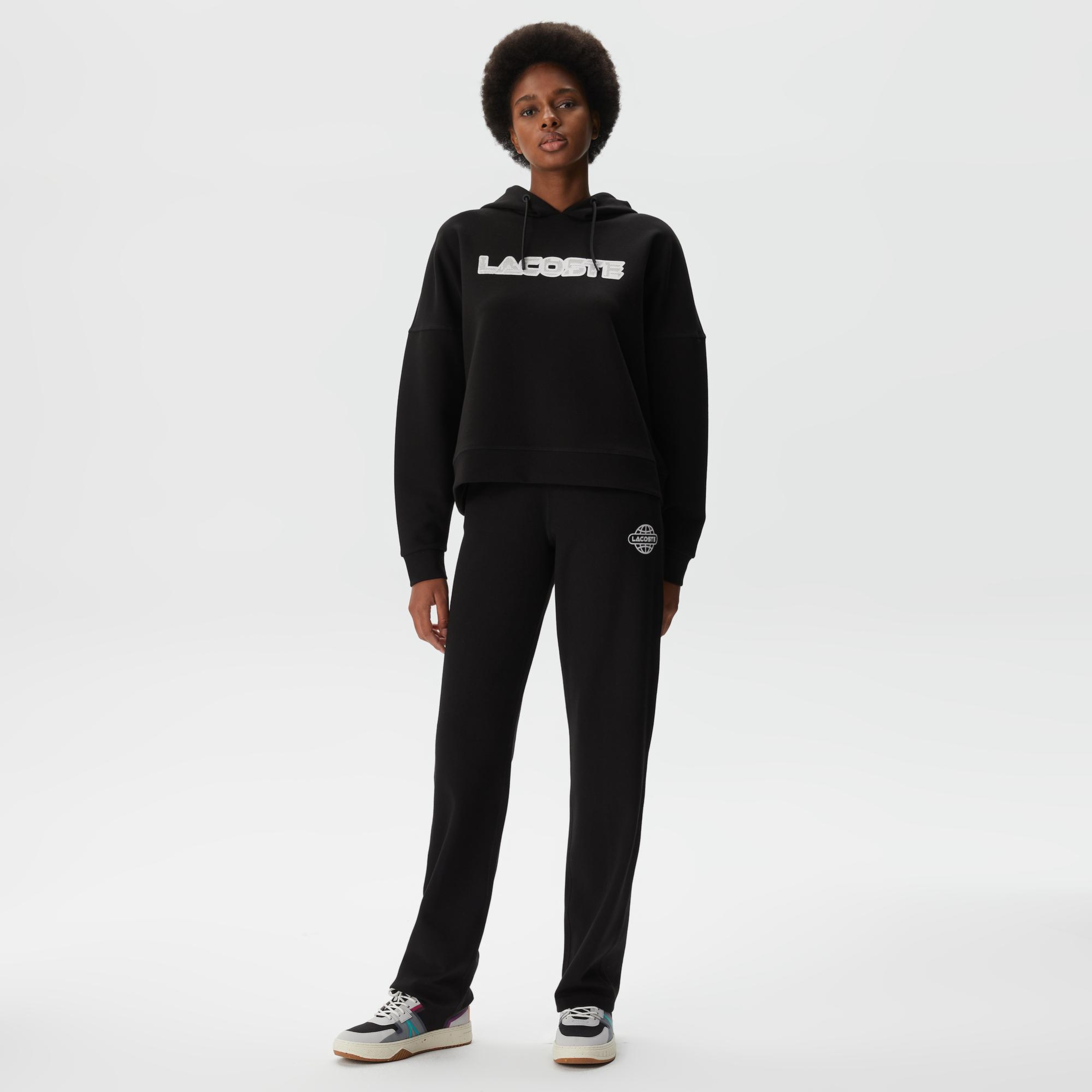 Kadın İspanyol Paça Siyah Eşofman Altı