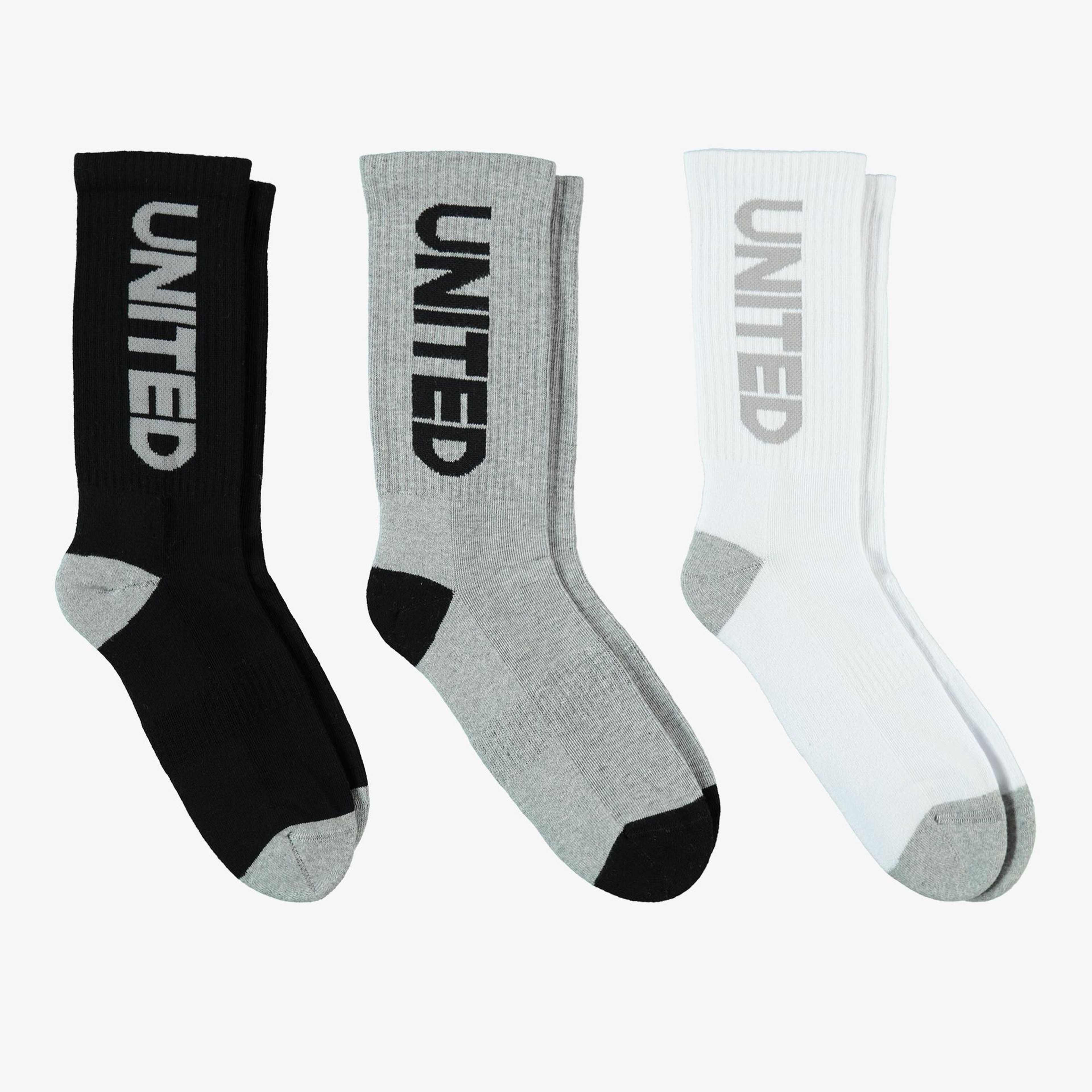 United4 Cure Unisex Siyah/Gri/Beyaz 3'lü Çorap