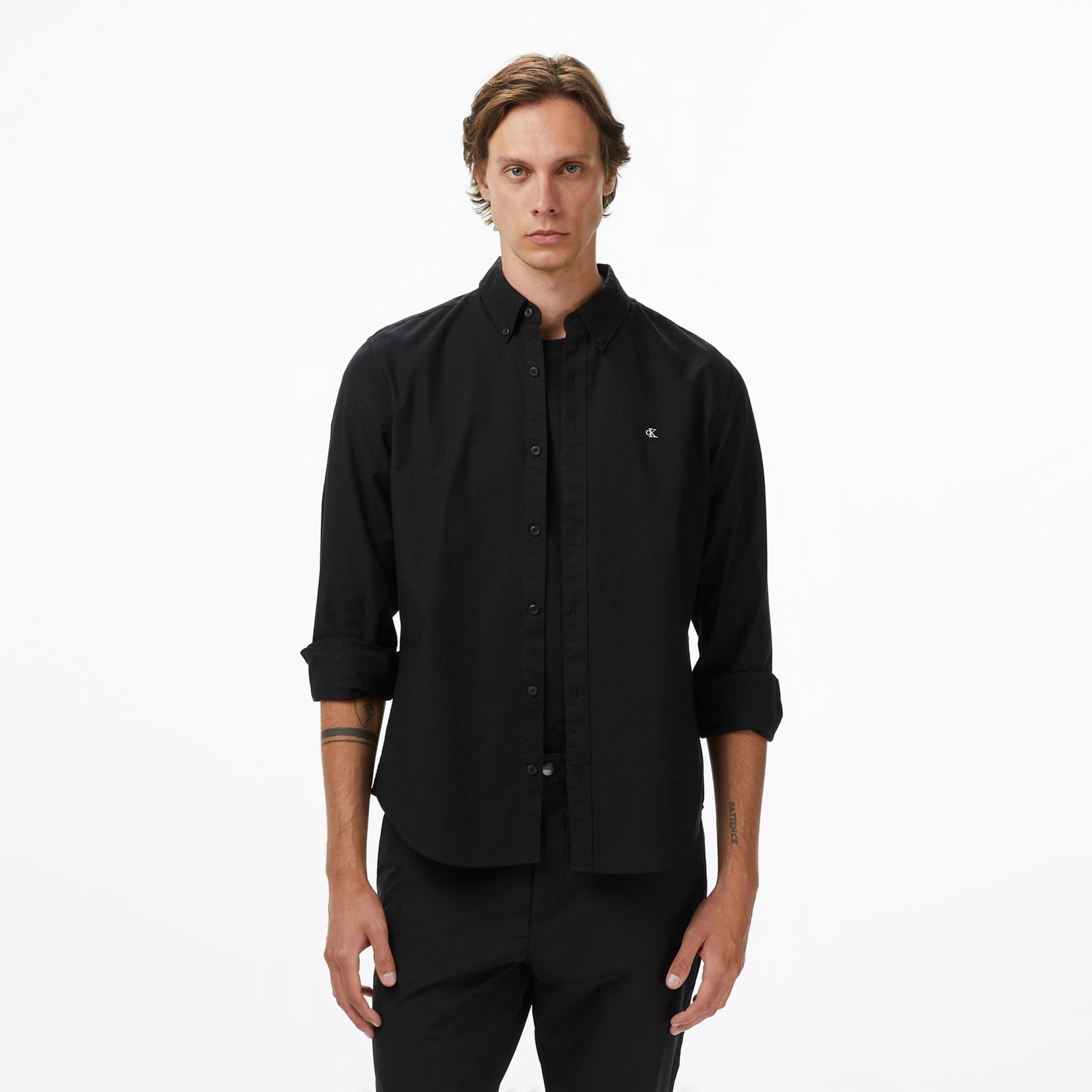 Calvin Klein Solid Oxford Classic Erkek Siyah Gömlek