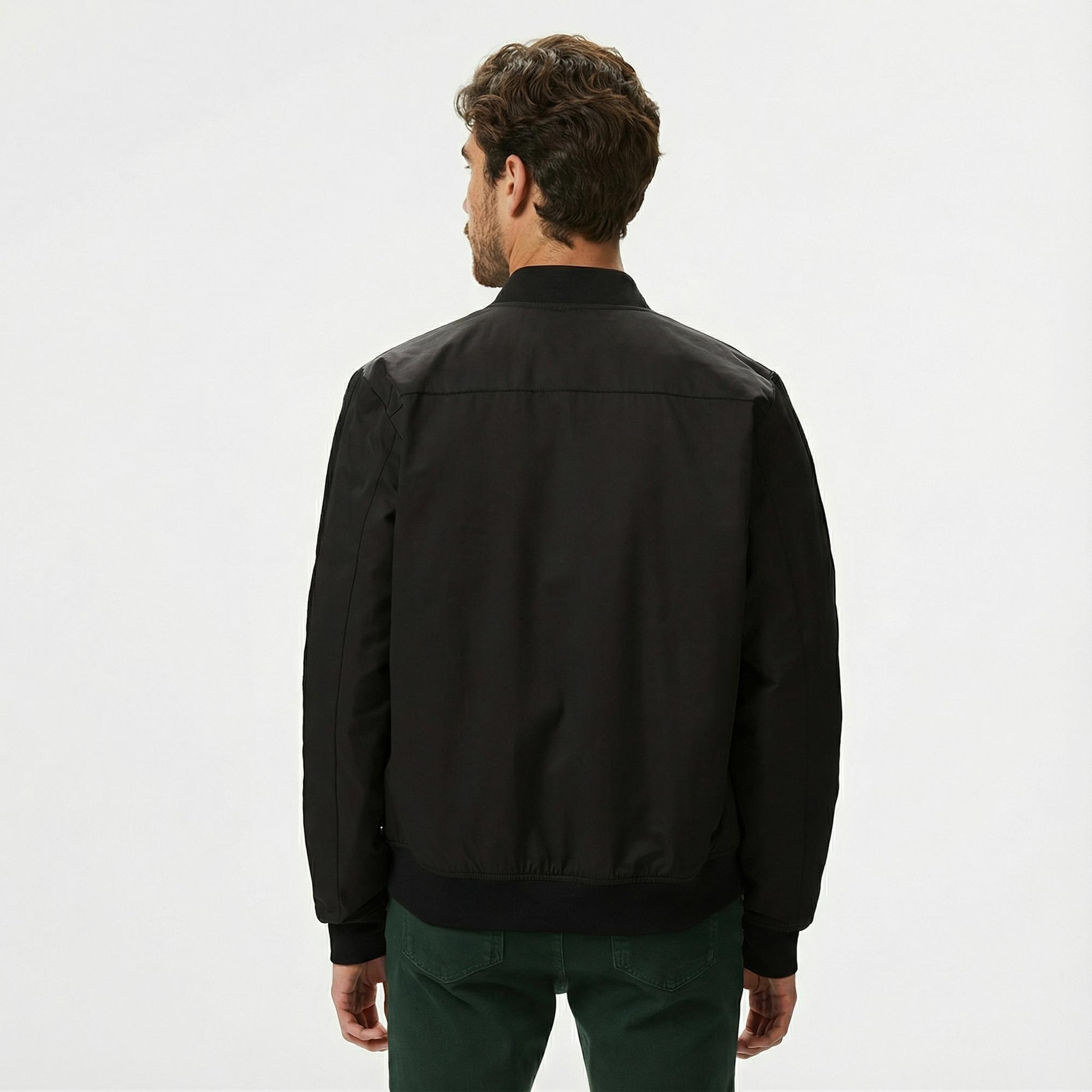 Lacoste Erkek Dik Yaka Siyah Bomber Ceket