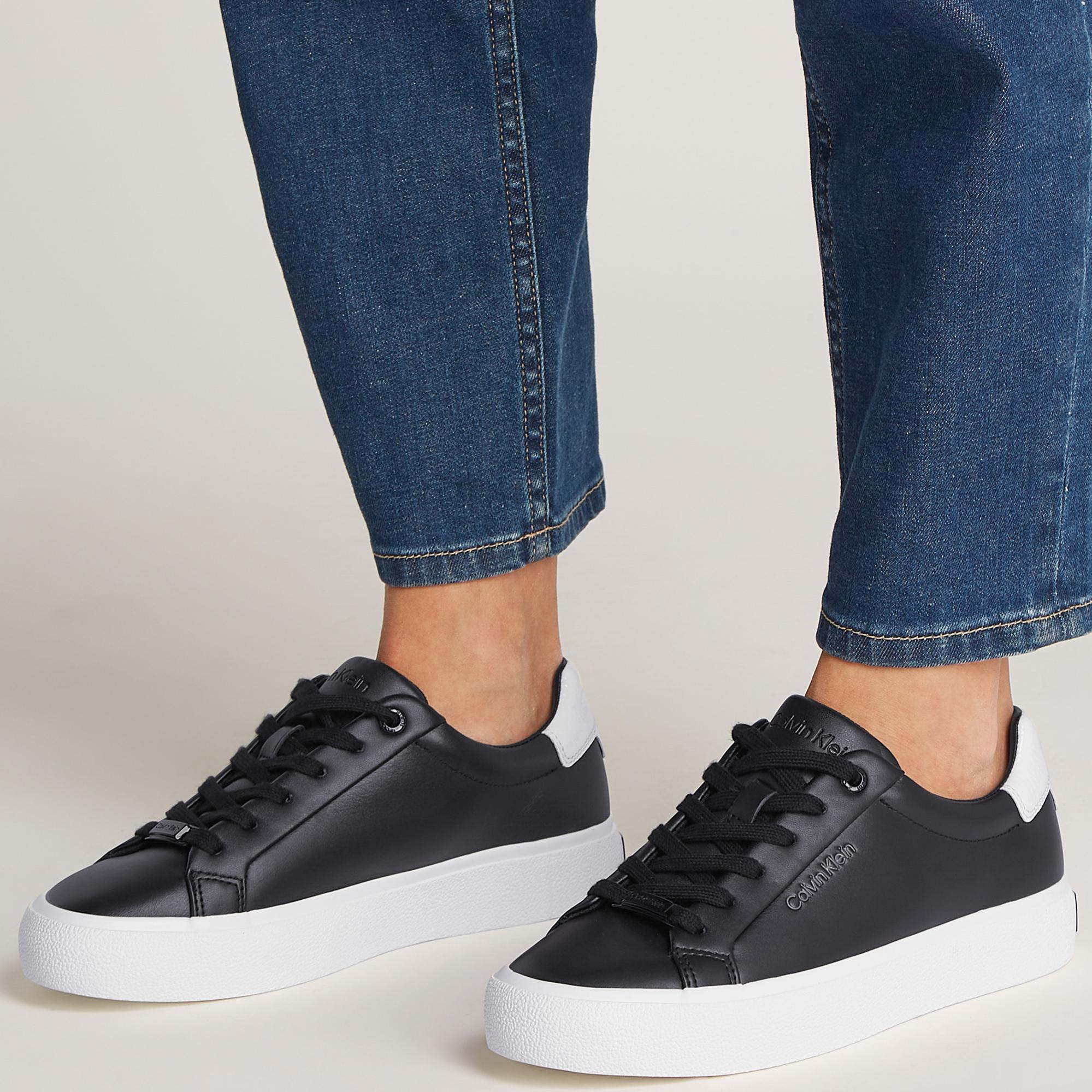 Calvin Klein Lace Up Texture Kadın Siyah Sneaker