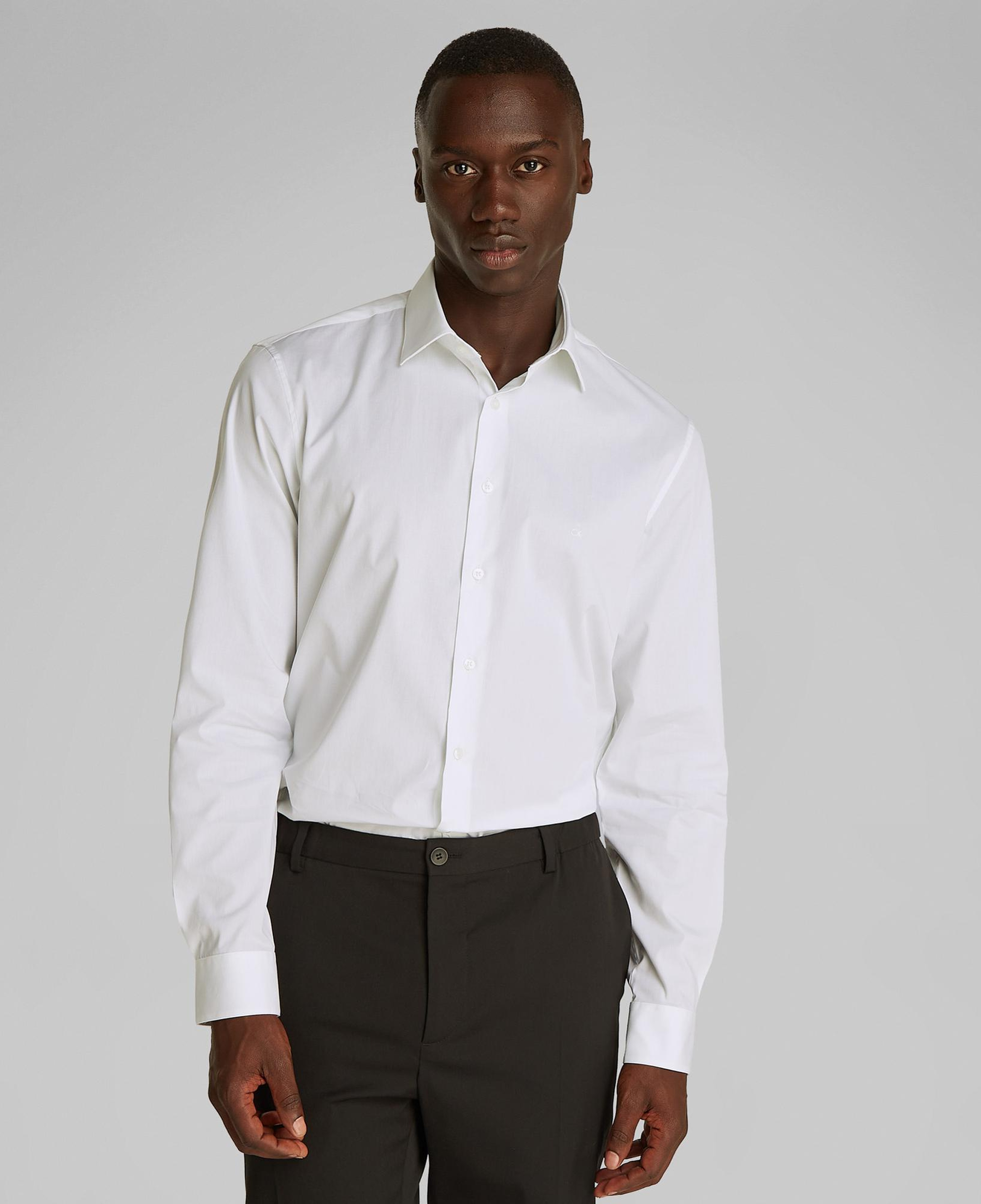 Calvin Klein Poplin Stretch Regular Erkek Beyaz Gömlek