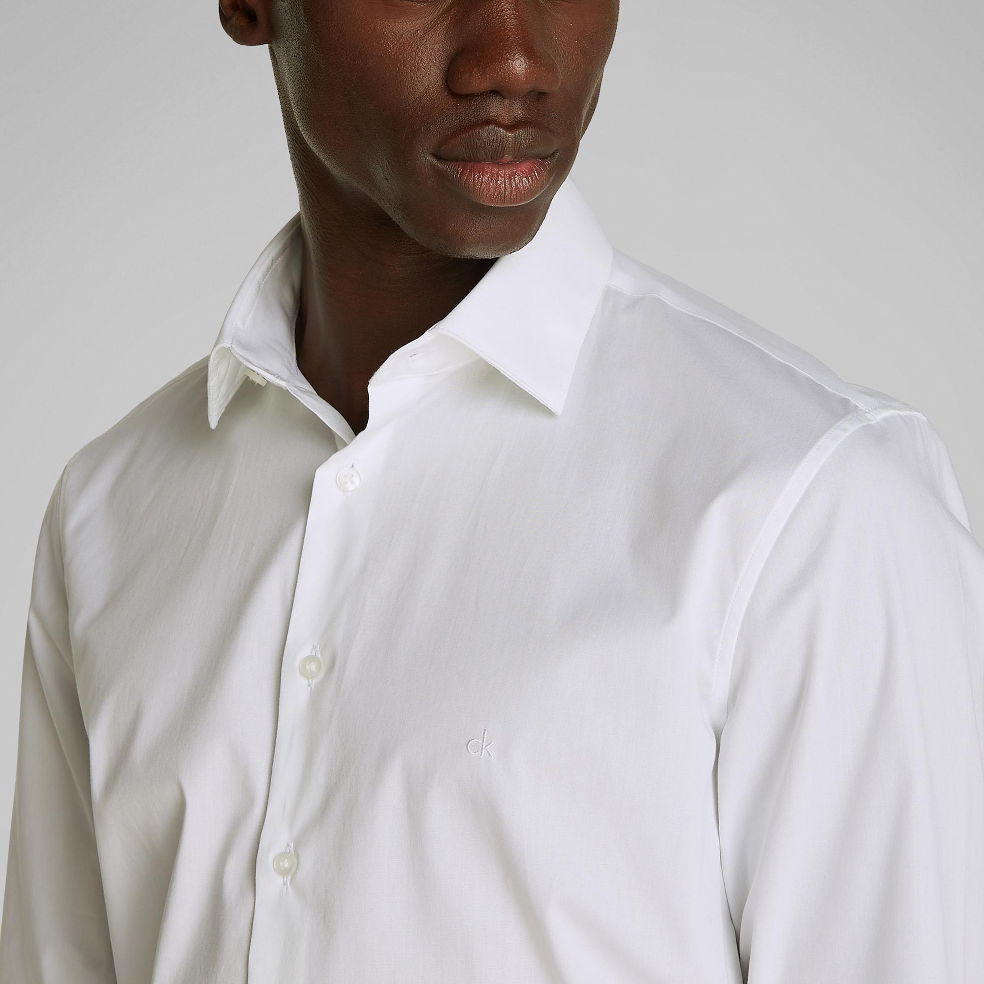 Calvin Klein Poplin Stretch Regular Erkek Beyaz Gömlek