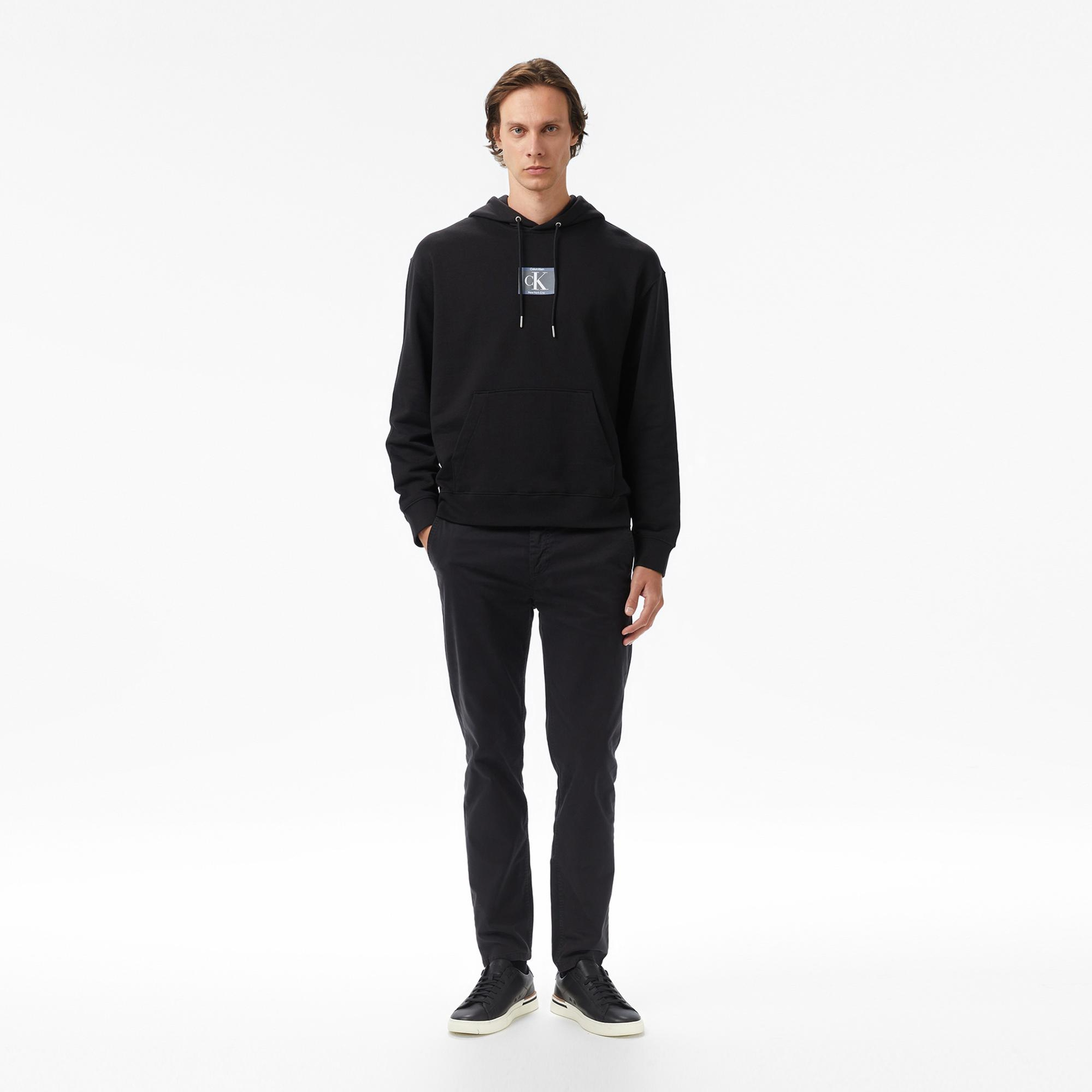 Calvin Klein Terry Box Graphic Erkek Siyah Sweatshirt