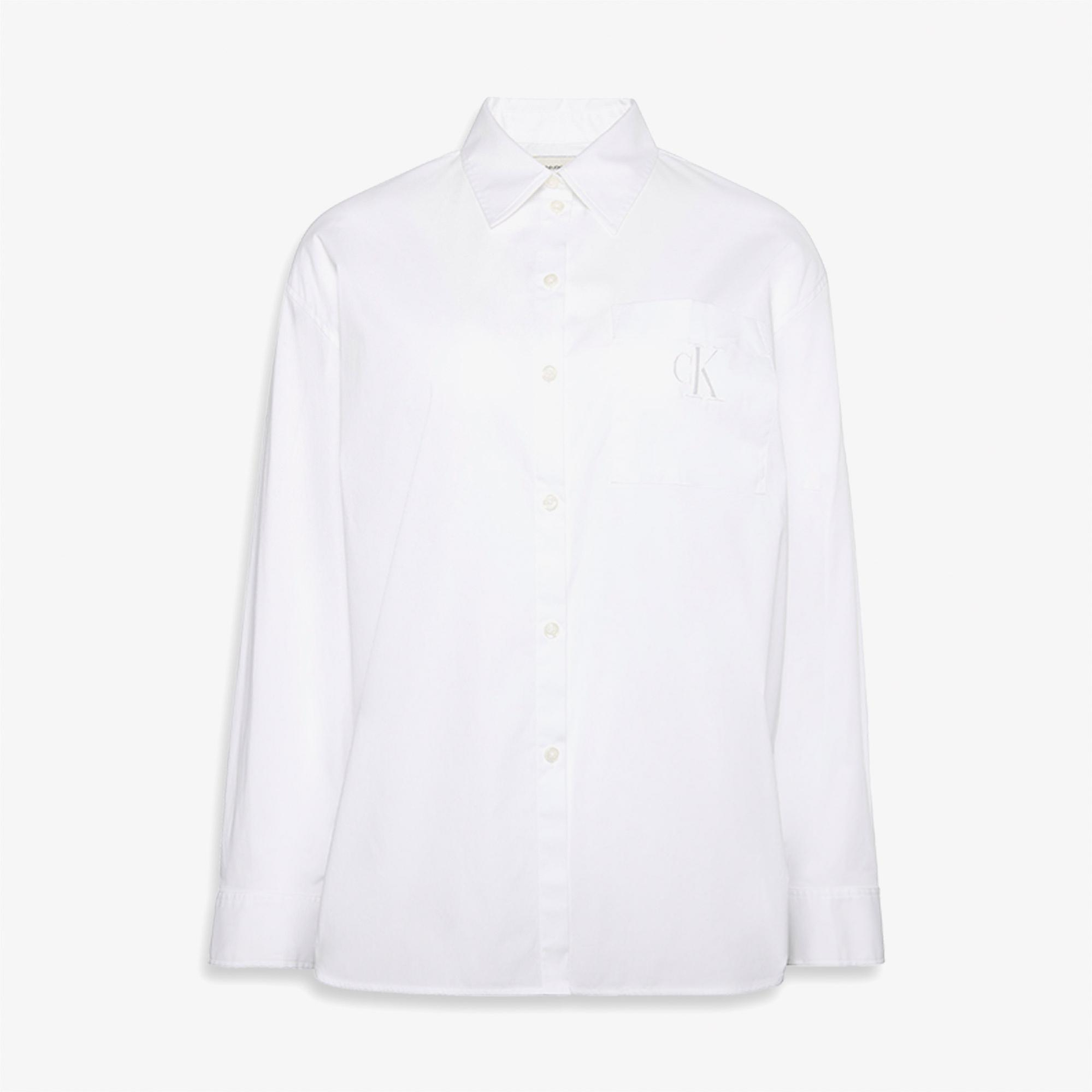 Calvin Klein Poplin Relaxed Kadın Beyaz Gömlek