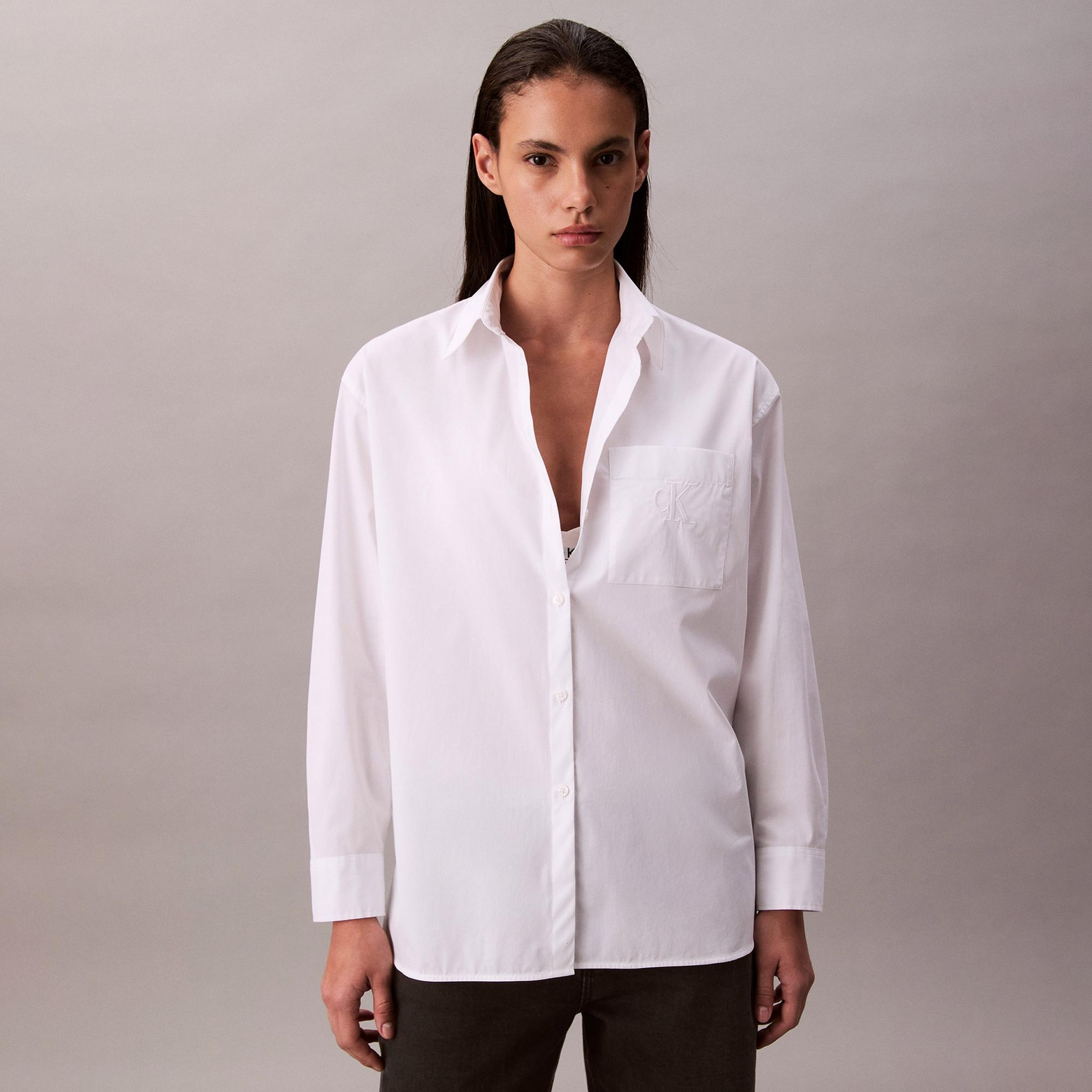 Calvin Klein Poplin Relaxed Kadın Beyaz Gömlek