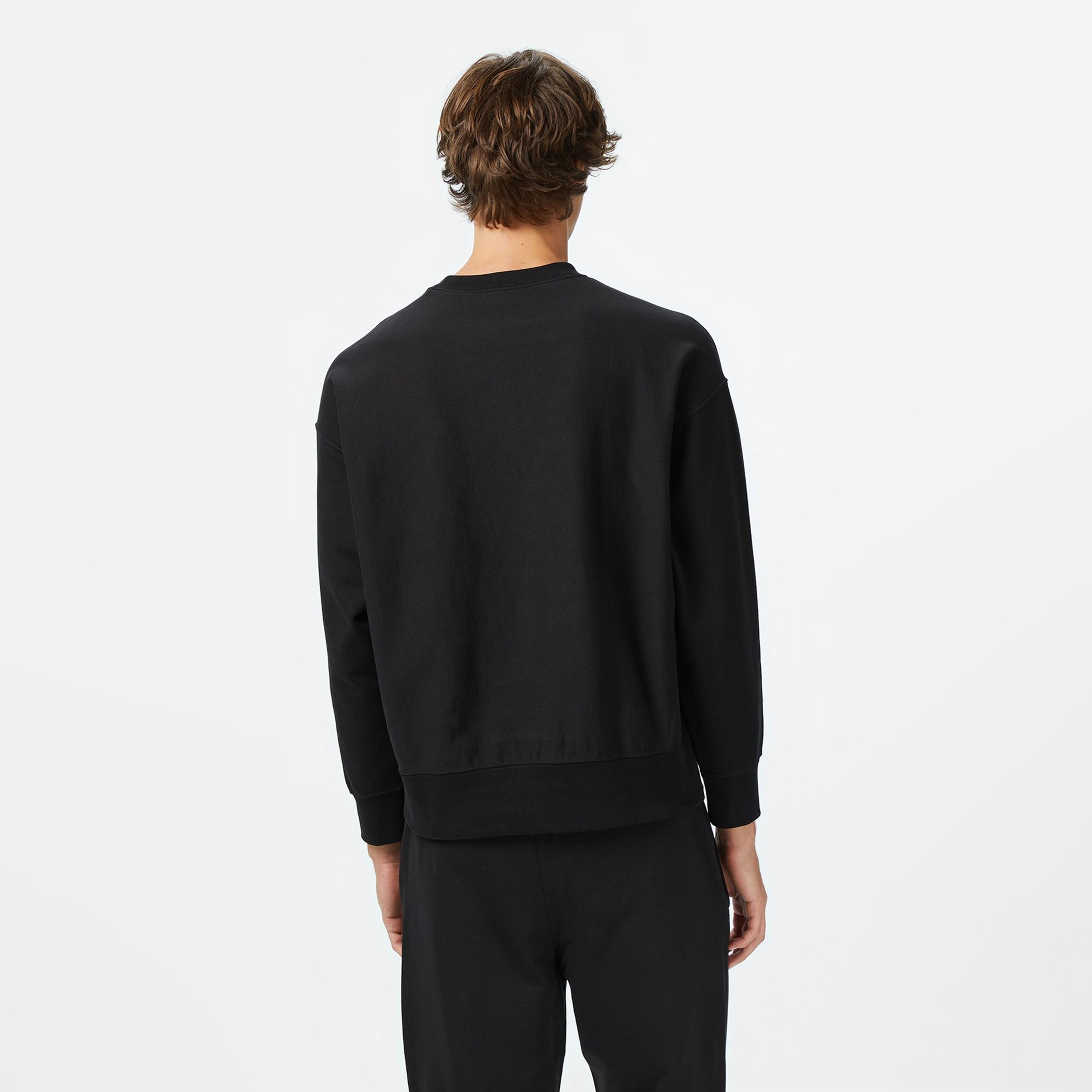 Calvin Klein Premium Terry Monogram Erkek Siyah Sweatshirt