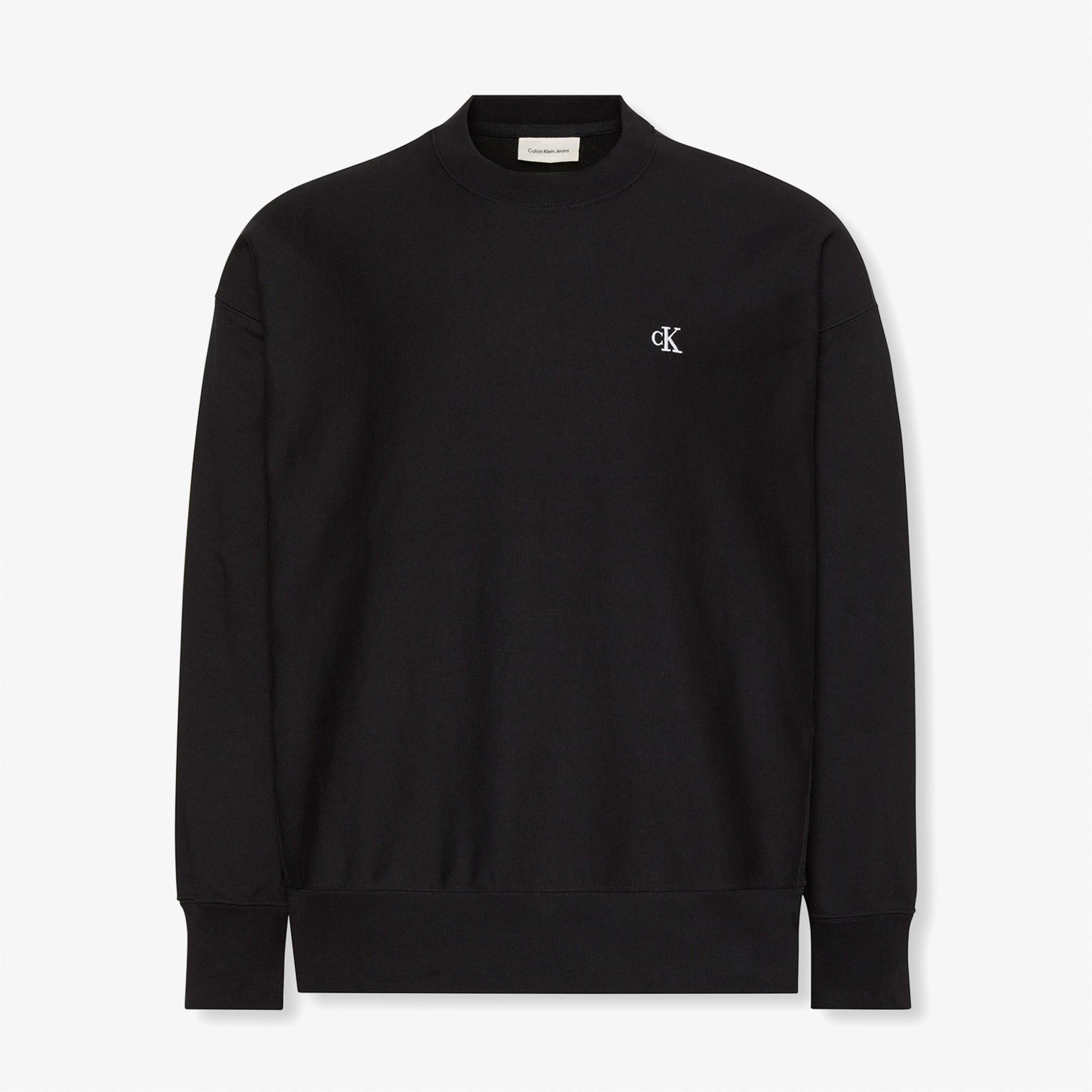 Calvin Klein Premium Terry Monogram Erkek Siyah Sweatshirt