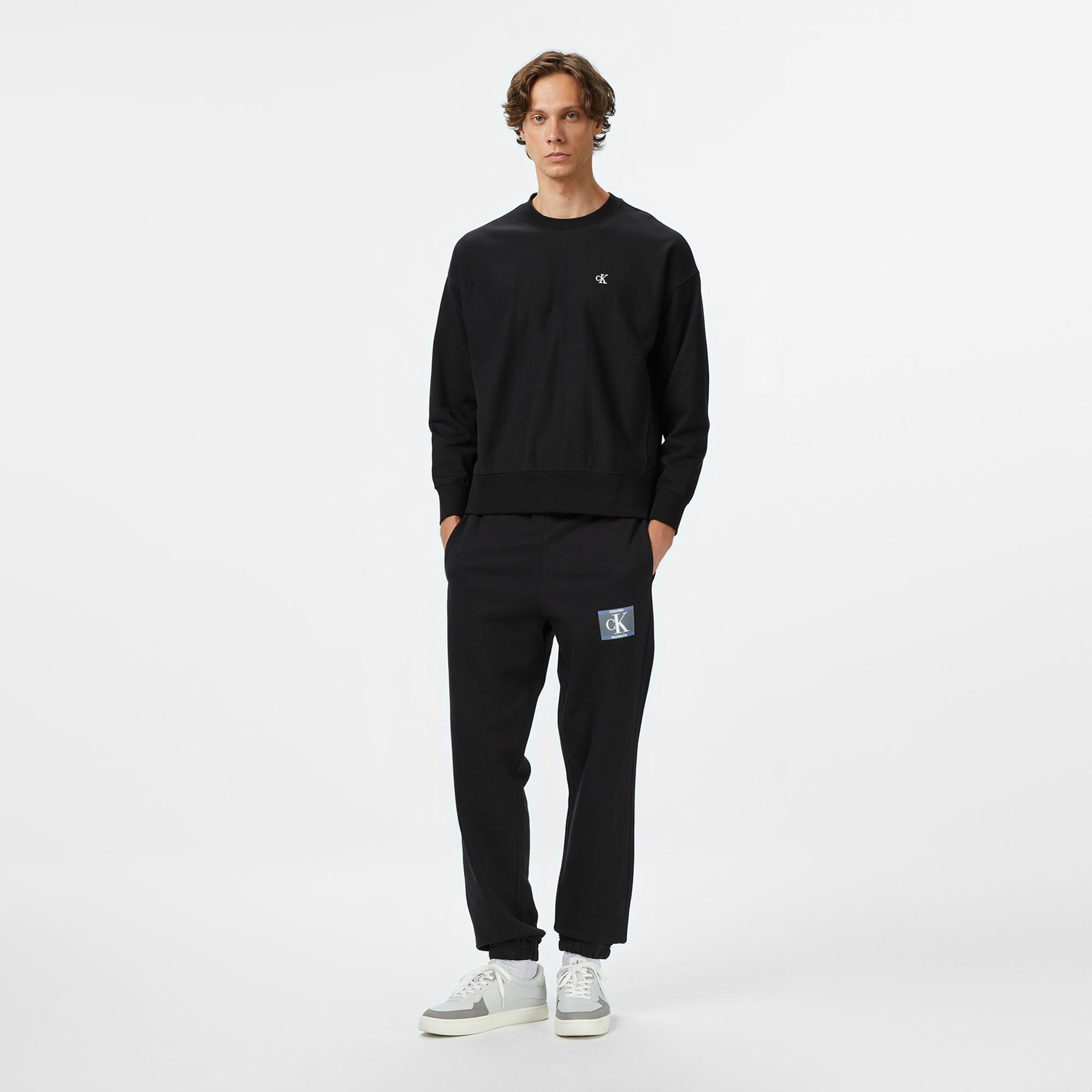 Calvin Klein Premium Terry Monogram Erkek Siyah Sweatshirt