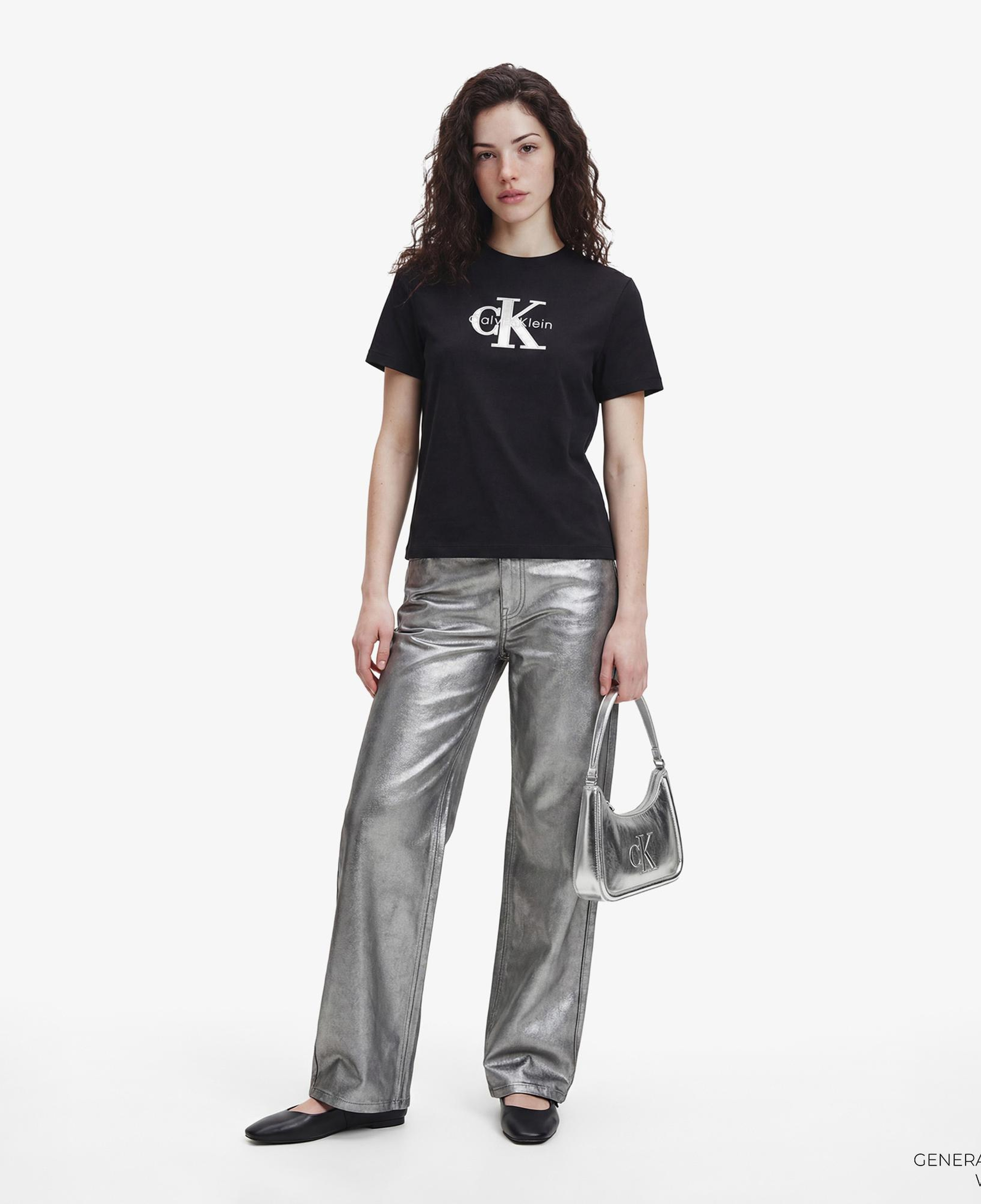 Calvin Klein Classic Monologo Metallic Kadın Siyah T-Shirt