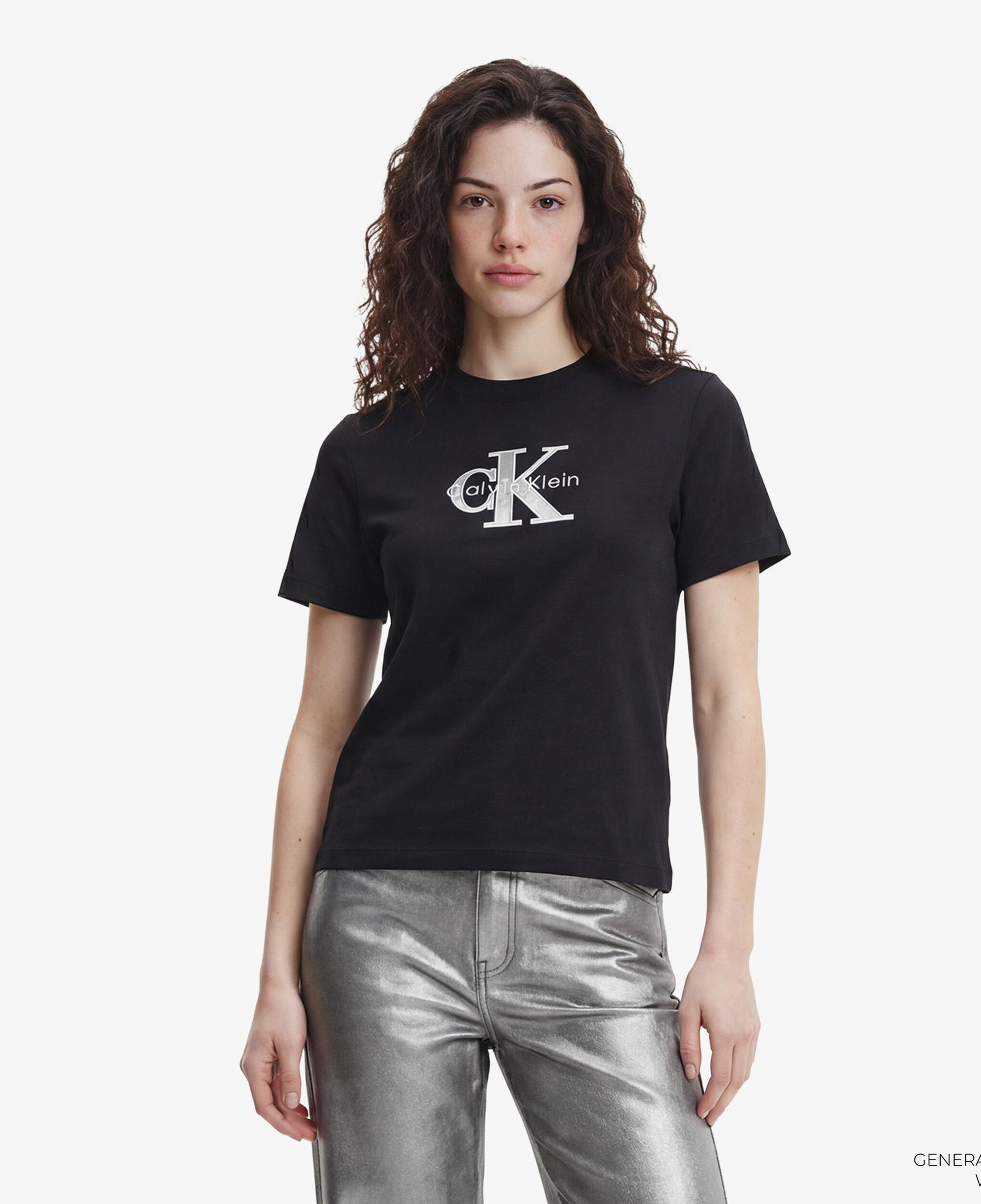 Calvin Klein Classic Monologo Metallic Kadın Siyah T-Shirt
