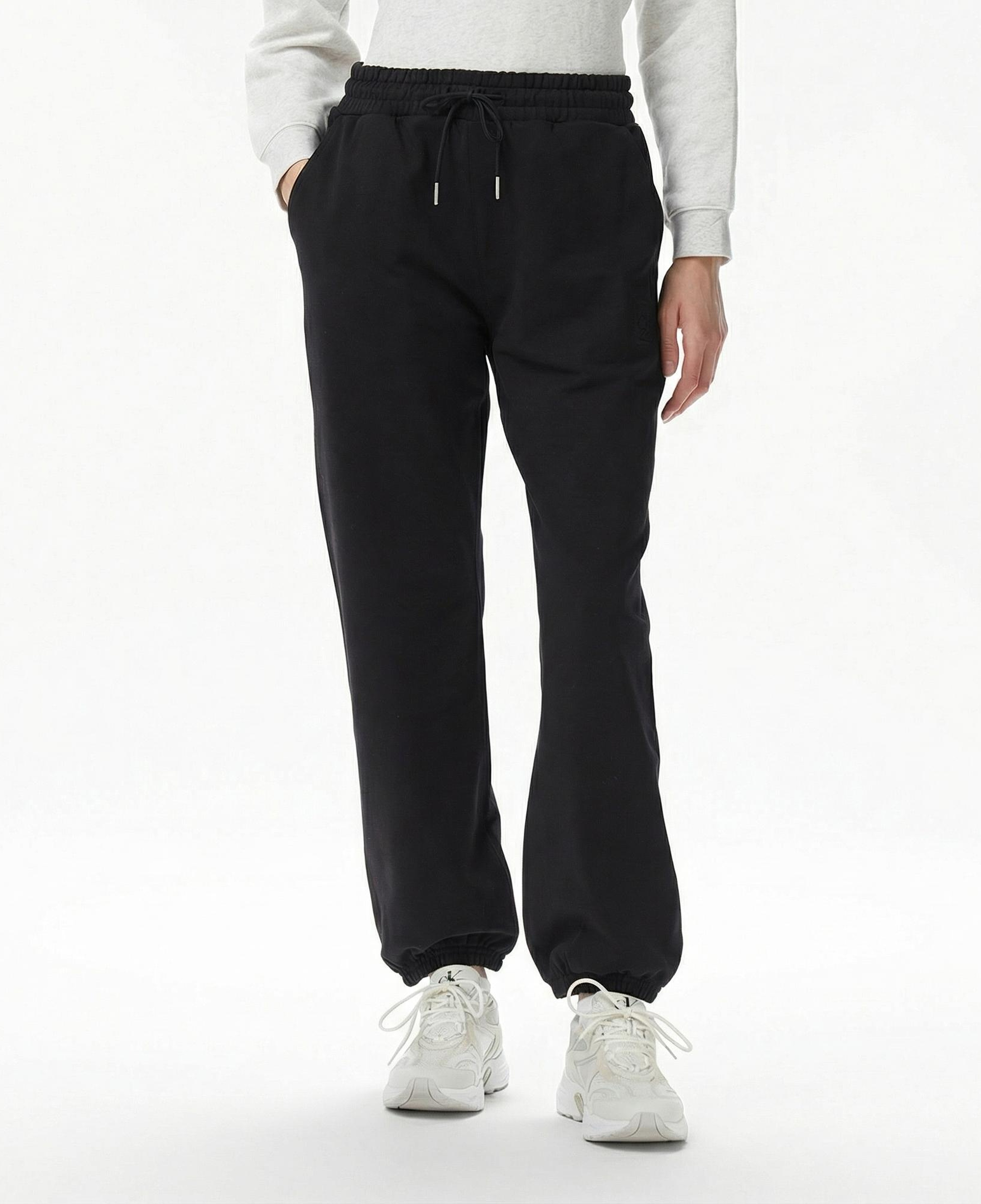 Calvin Klein Premium Terry Emblem Relaxed Jogger Kadın Siyah Eşofman Altı