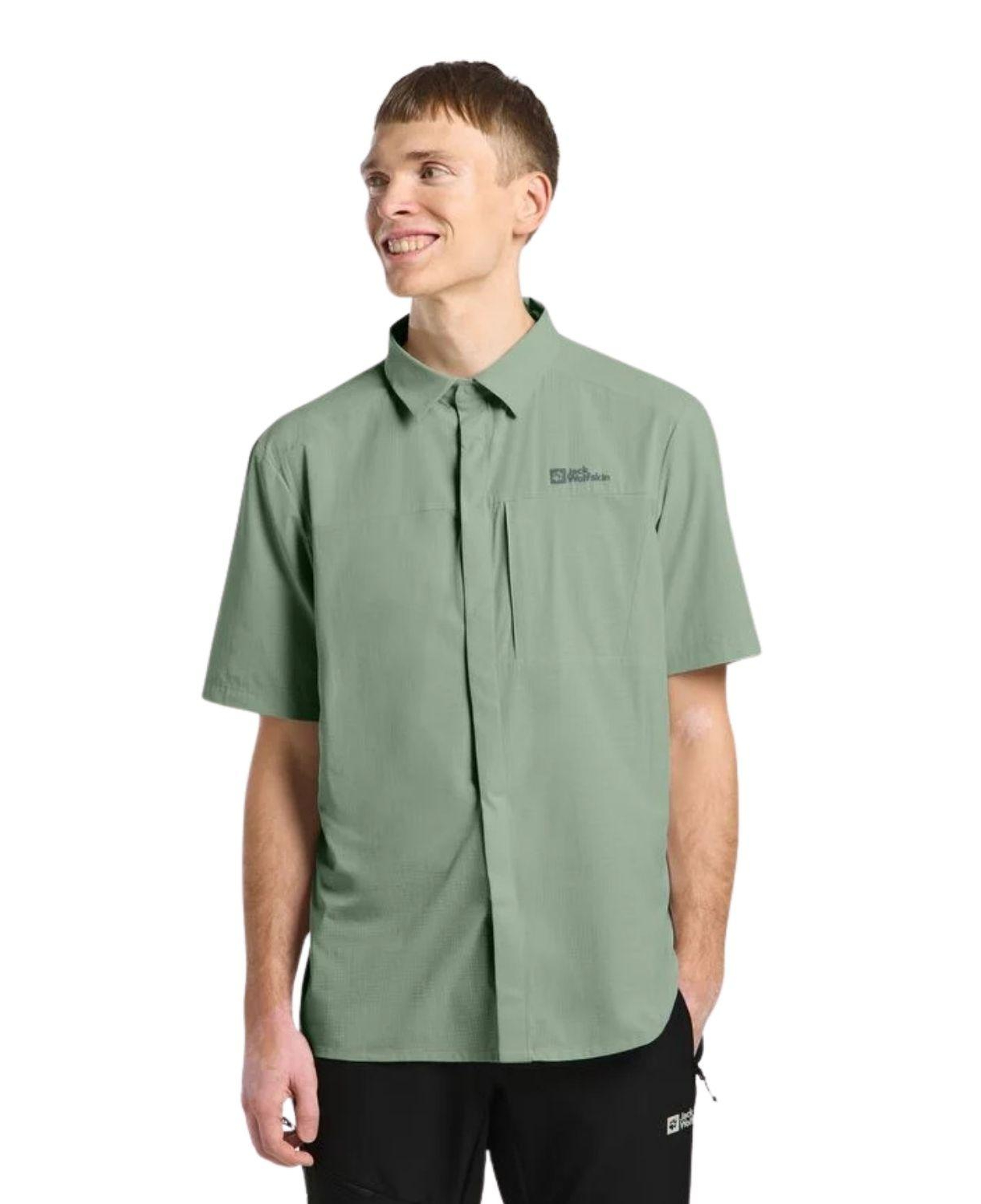 Jack Wolfskin Vandra S|s Shirt Erkek Yeşil Gömlek