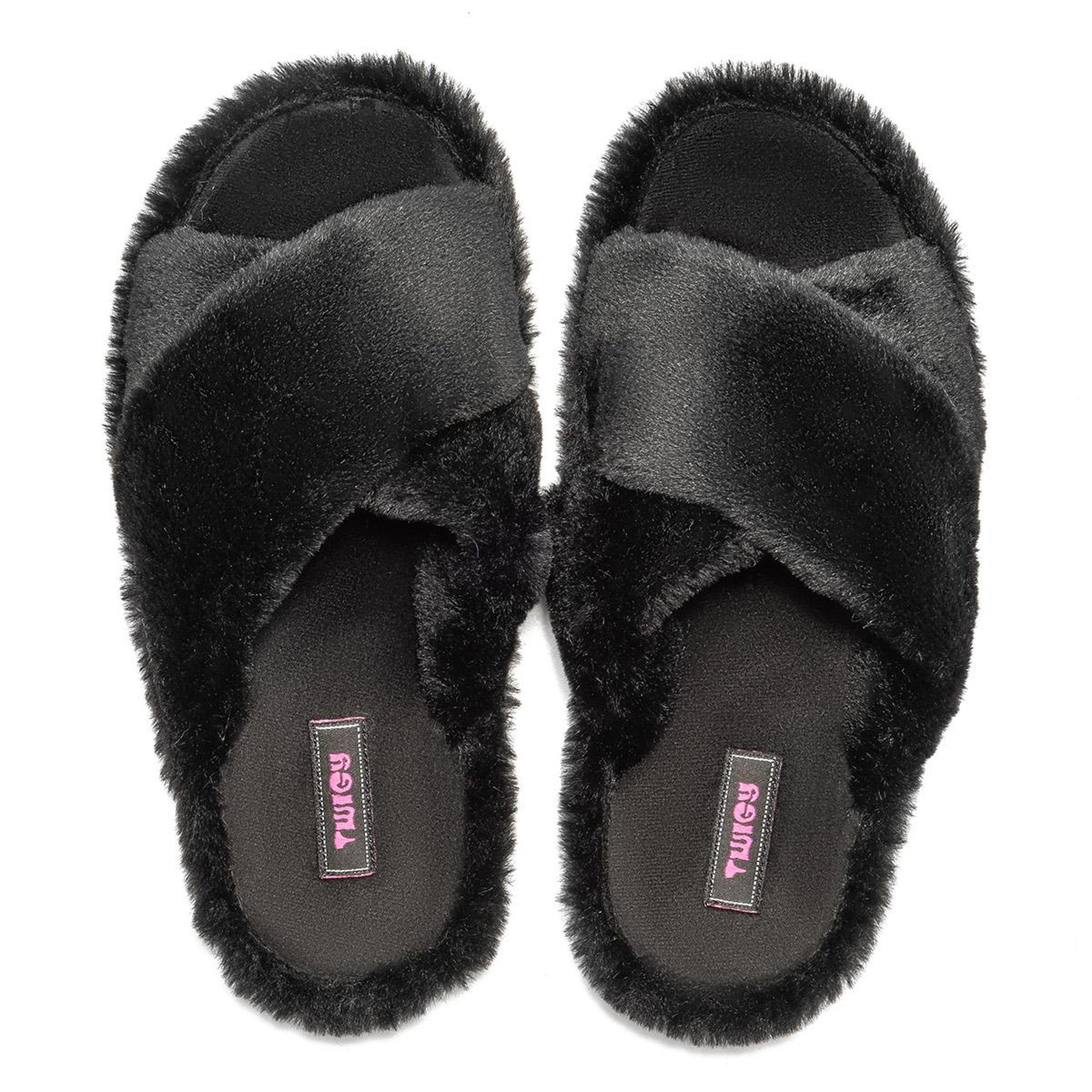 Çapraz Peluş Kadın Ev Terliği Siyah 36/41