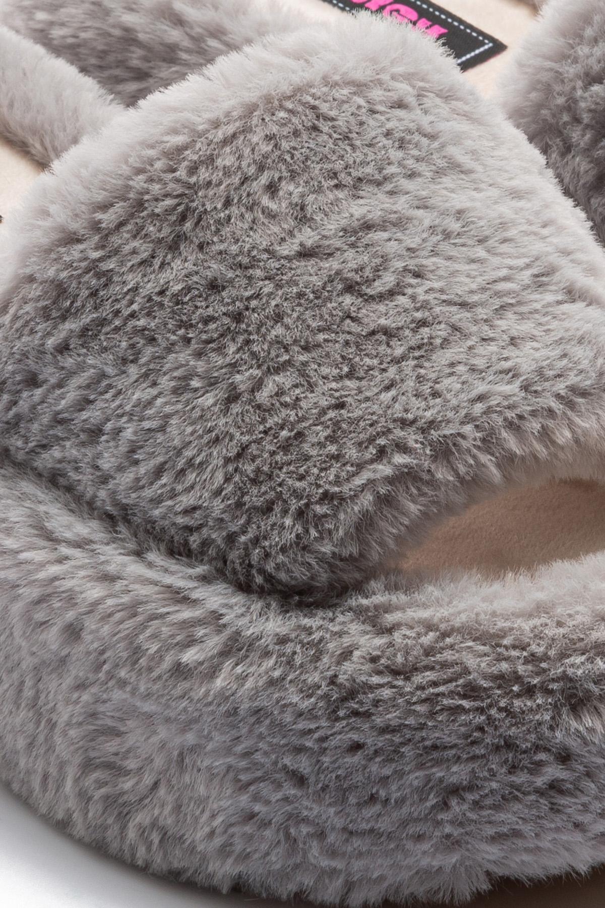 Lili Peluş Kadın Topuklu Ev Terliği Gri 36/40