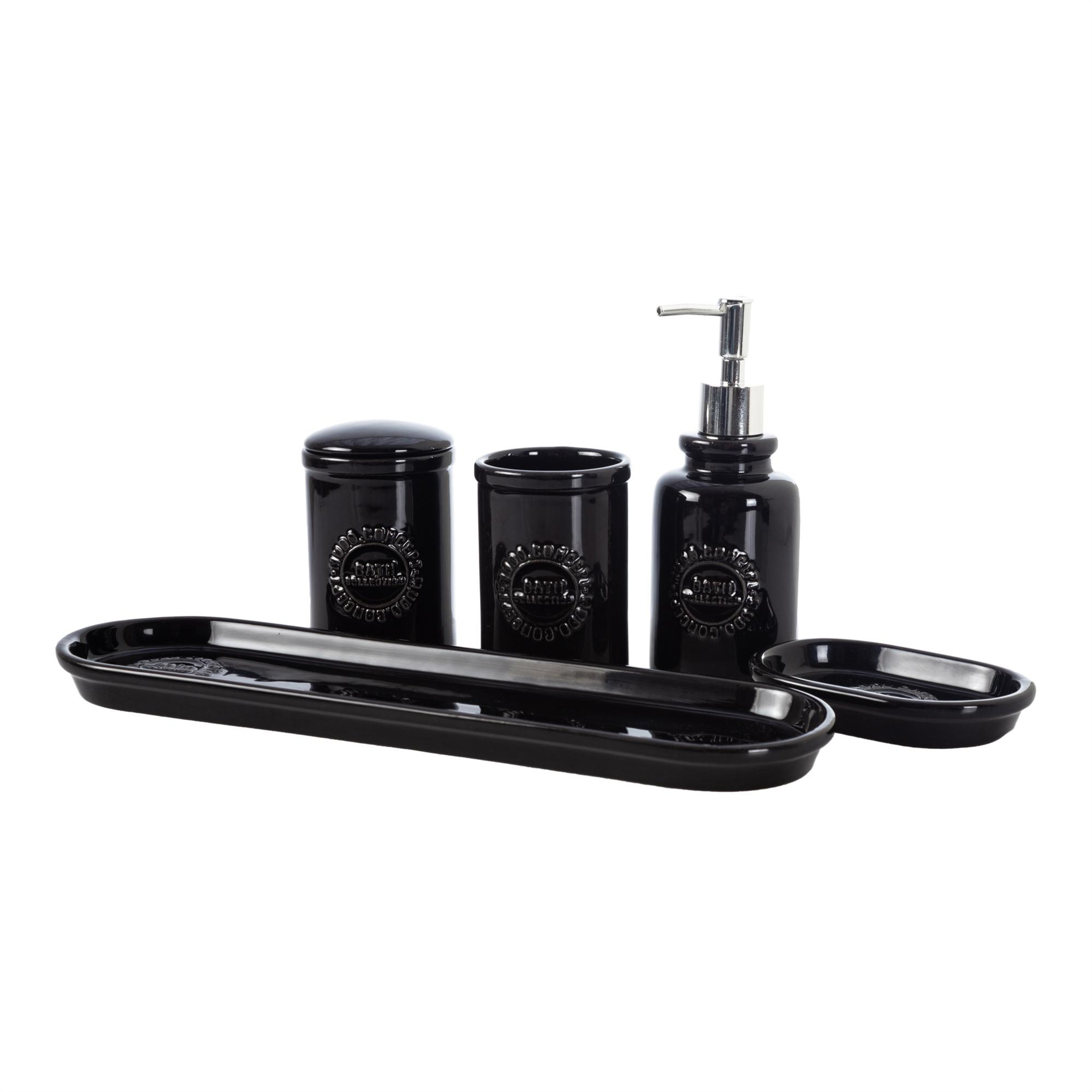 BARNES 5'Lİ KUTULU BANYO SETİ PARLAK SİYAH