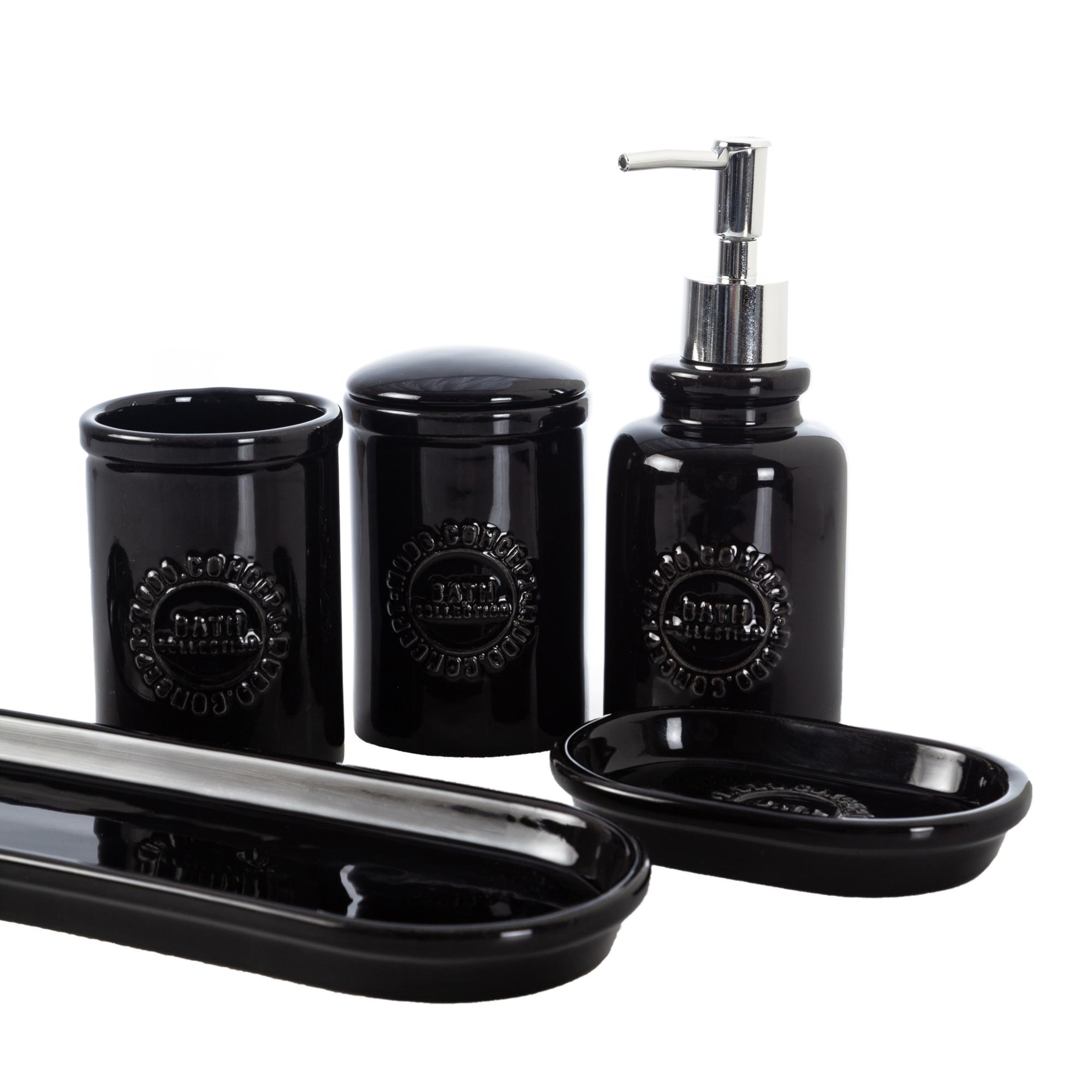 BARNES 5'Lİ KUTULU BANYO SETİ PARLAK SİYAH