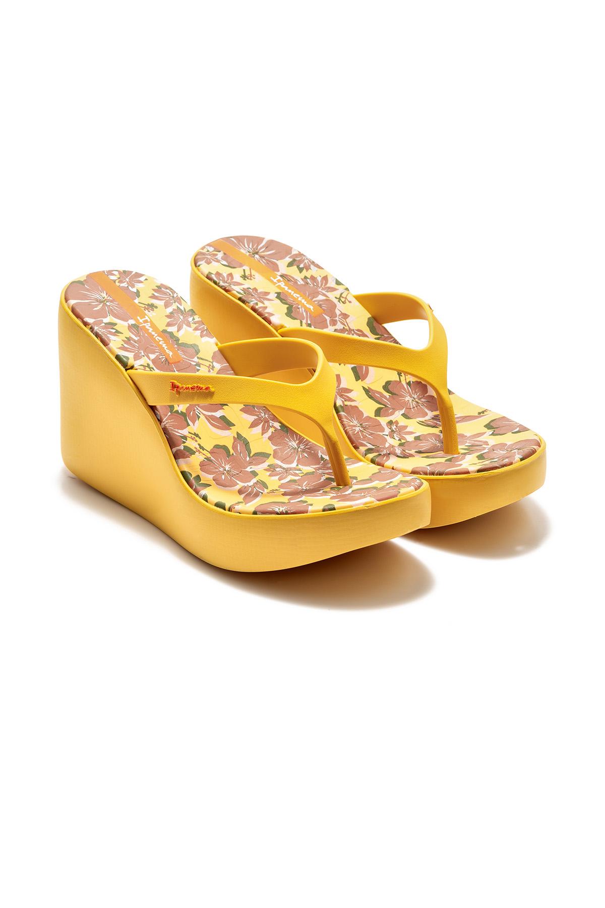 Aloha Topuklu Kadın Parmak Arası Terlik Sarı 35/40