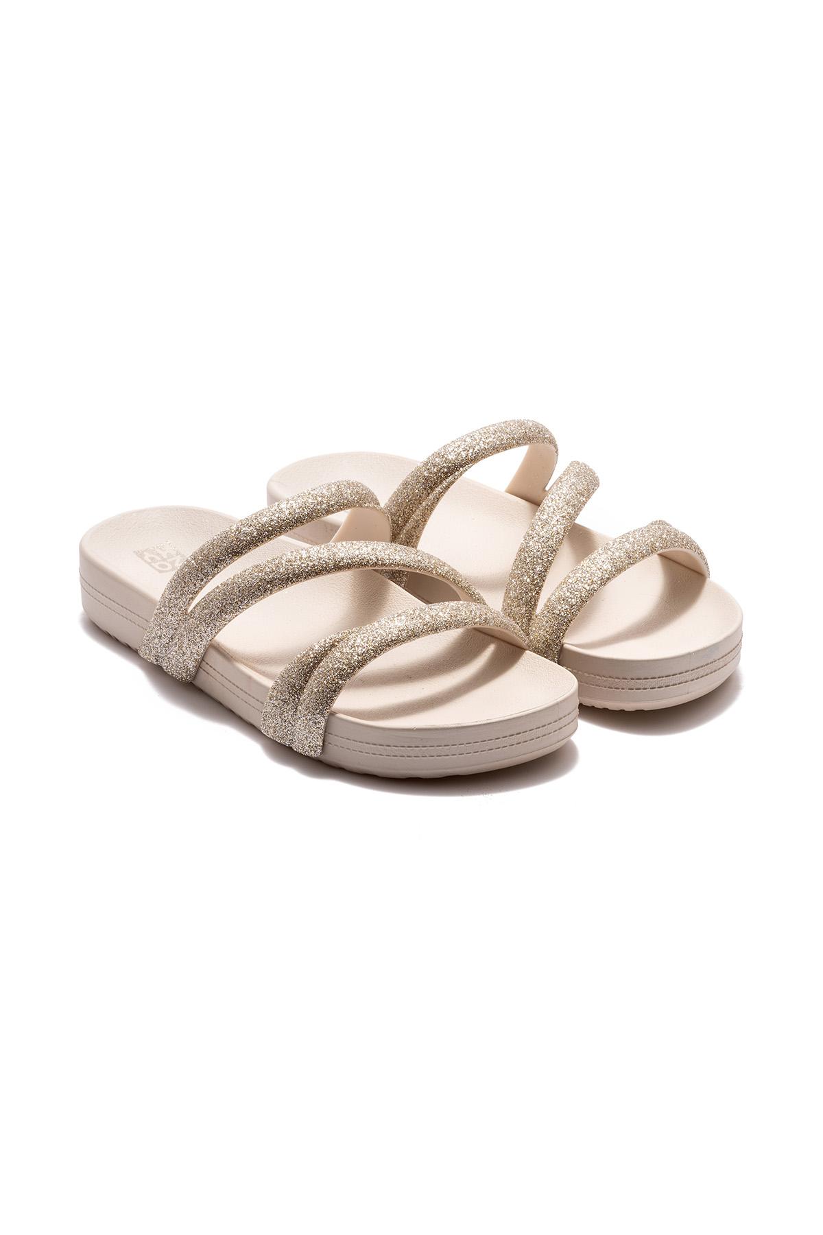 Glitter Tam Ad Kadın Terlik Bej 35/42