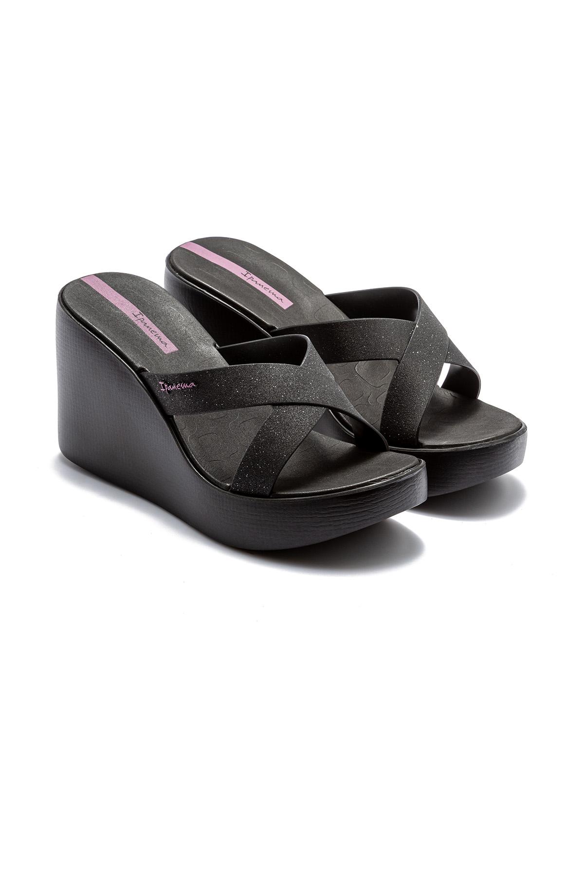 High Fashion Slide Topuklu Kadın Terlik Siyah 35/40