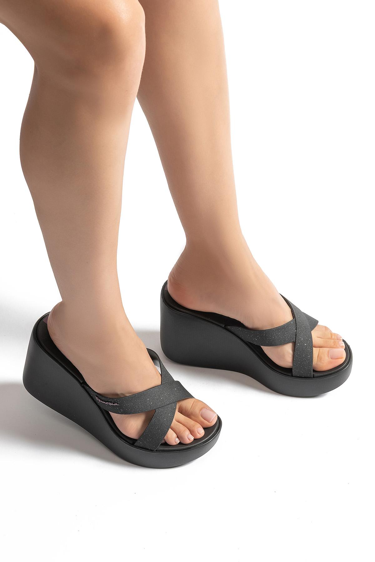 High Fashion Slide Topuklu Kadın Terlik Siyah 35/40