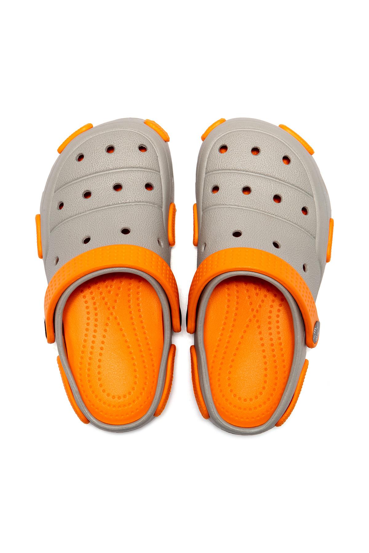 Juli Çocuk Sabo Terlik Gri Turuncu 30/35