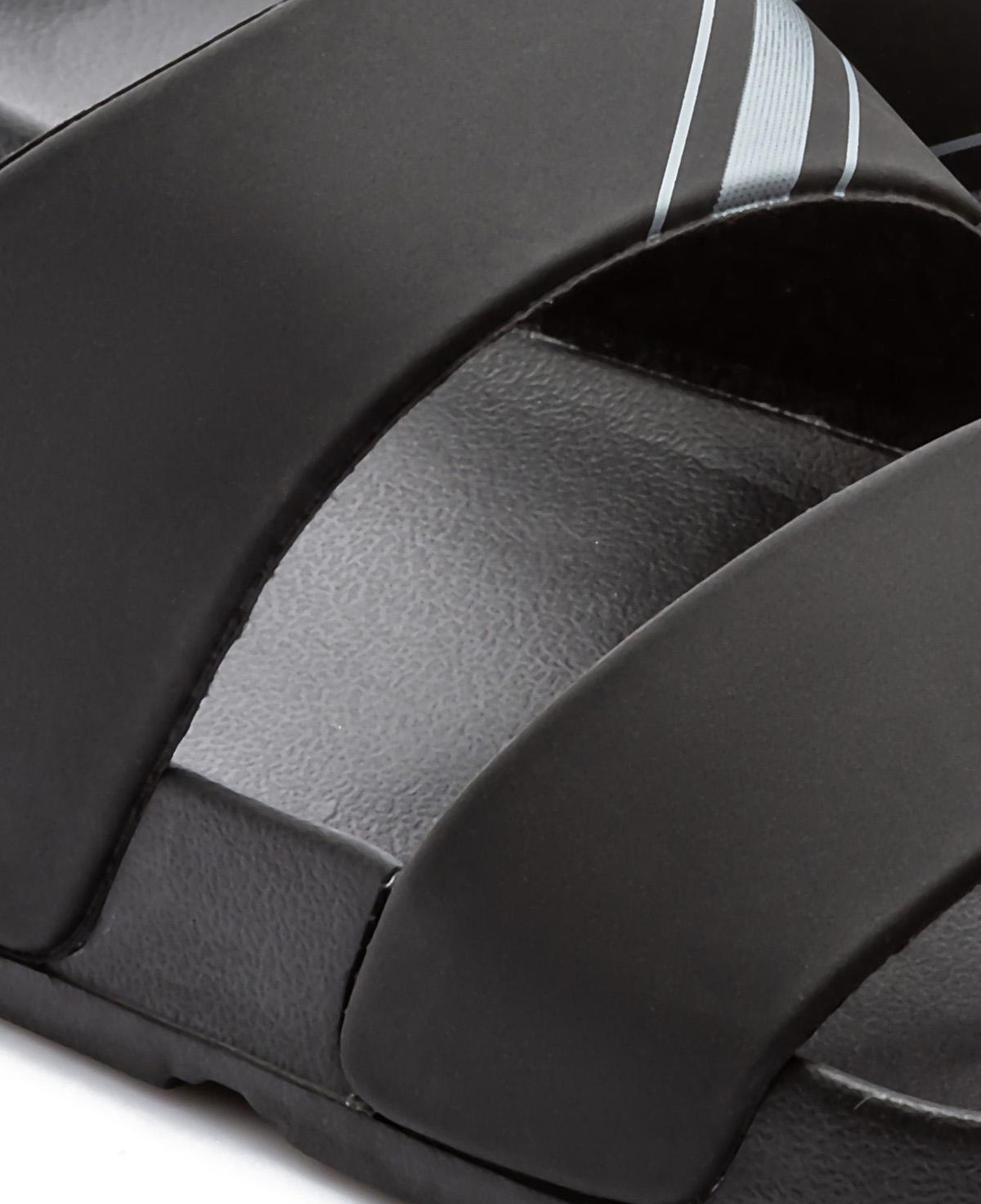 Kevin Gri Çizgili Erkek Terlik Siyah 40/45