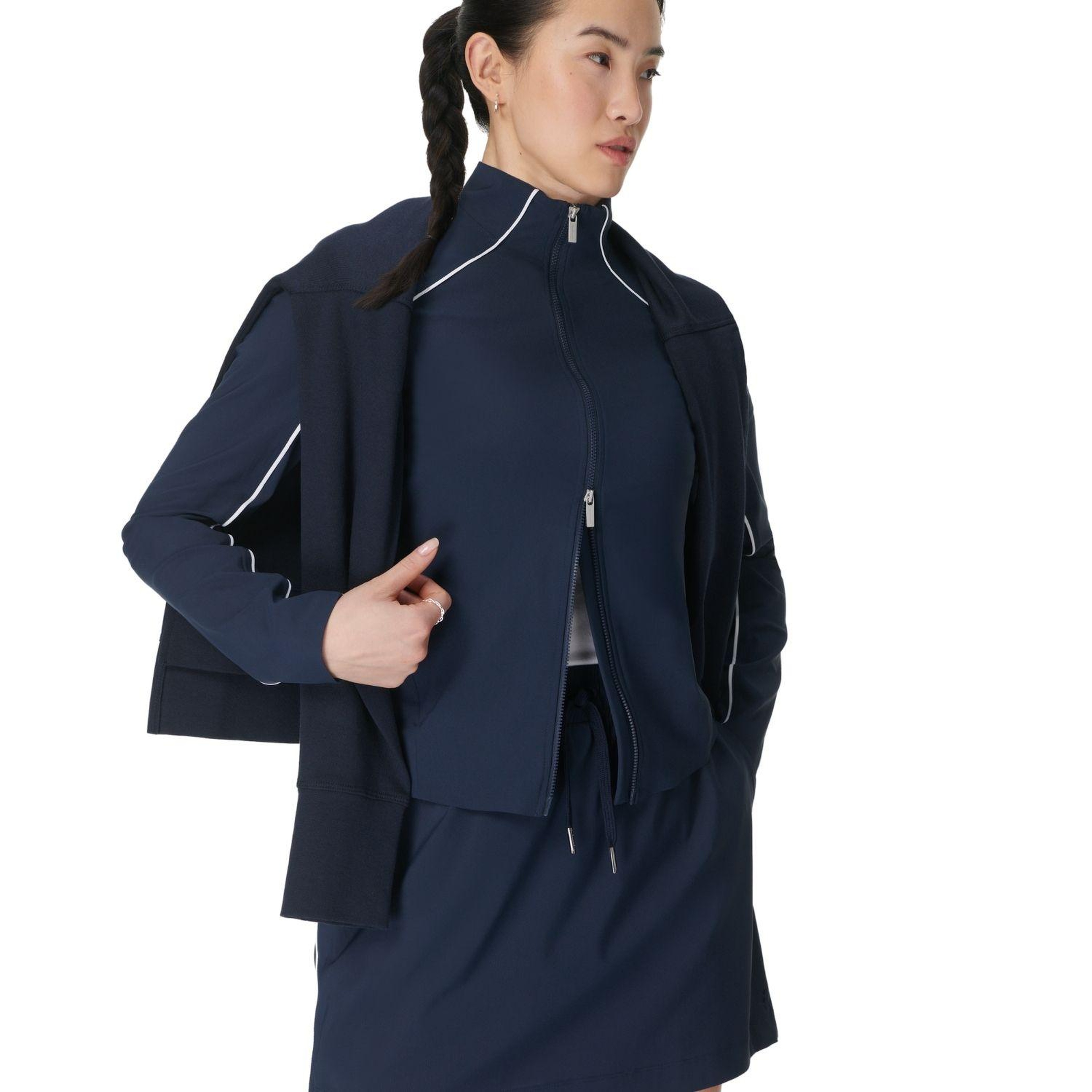 Sweaty Betty Anytime Explorer Zip Up Kadın Mavi Tank Top