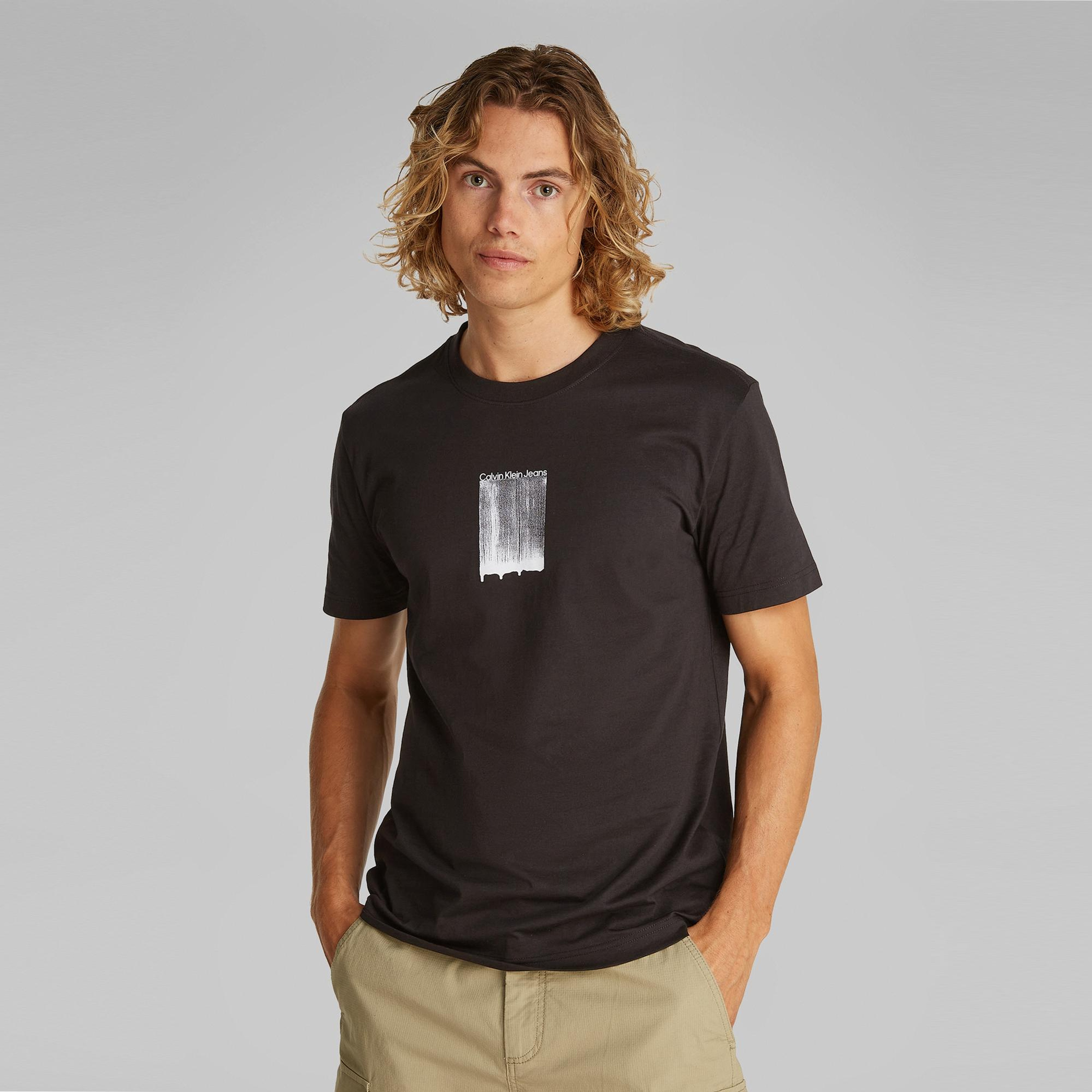 Calvin Klein Brush Stroke Graphic Erkek Siyah T-Shirt