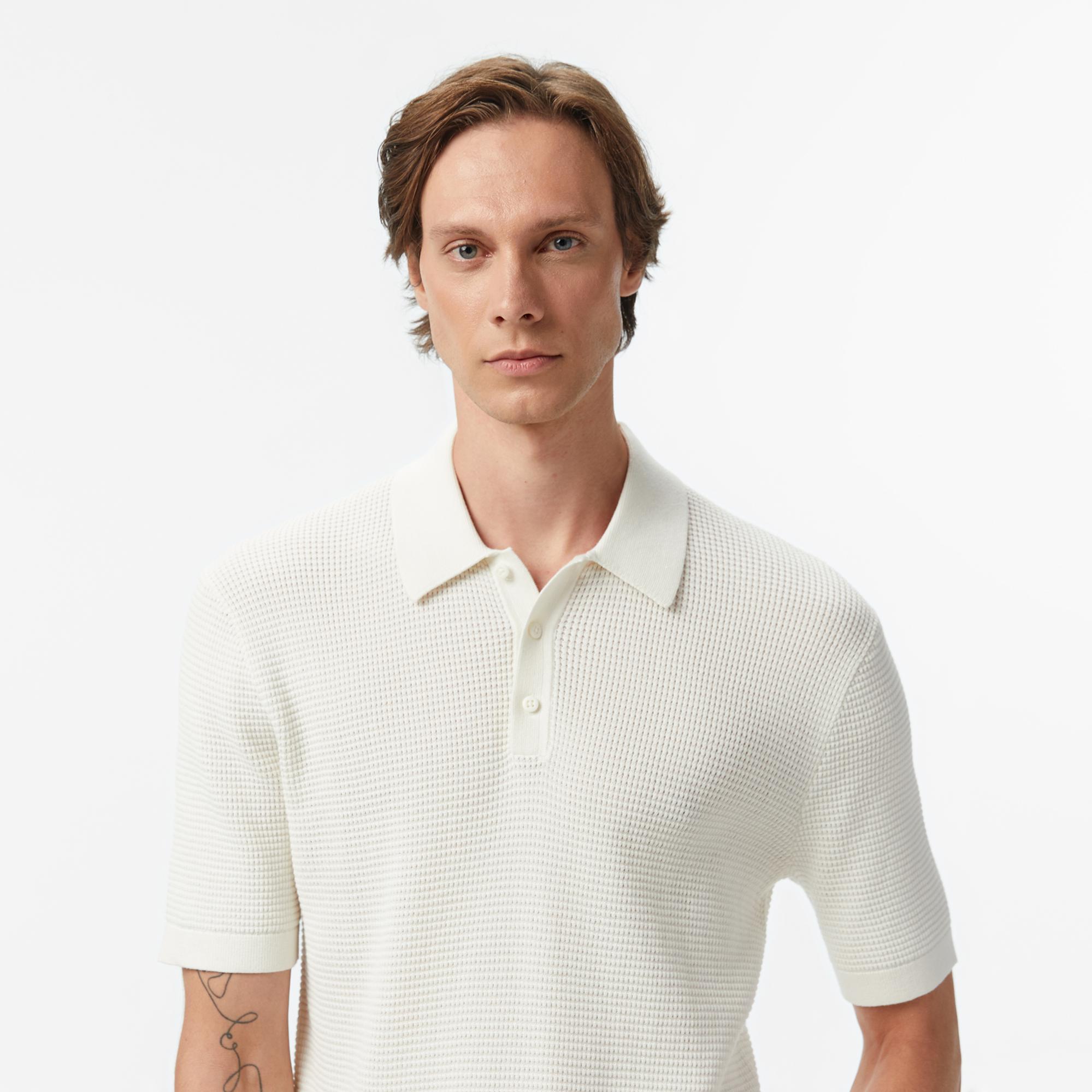 Calvin Klein Cotton Erkek Beyaz Triko