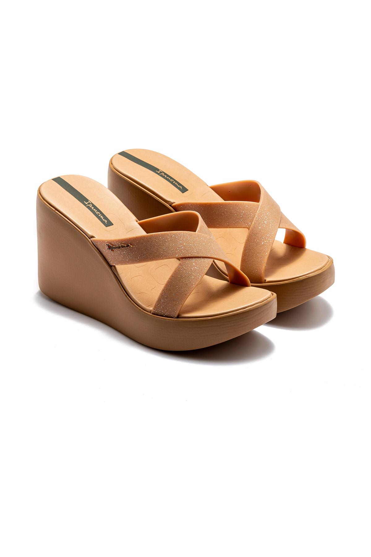 High Fashion Slide Topuklu Kadın Terlik Bej 35/40