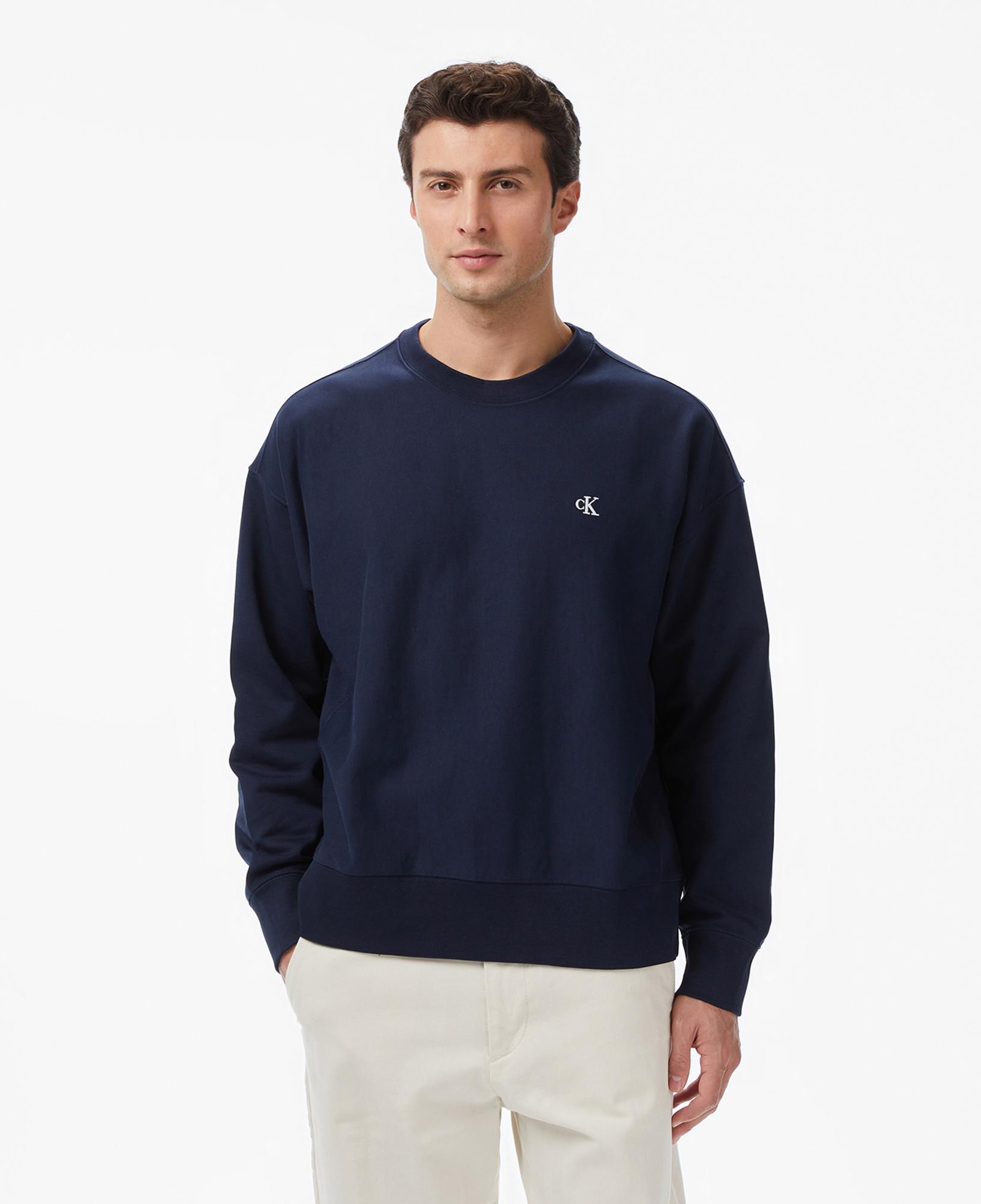 Calvin Klein Premium Terry Monogram Erkek Lacivert Sweatshirt