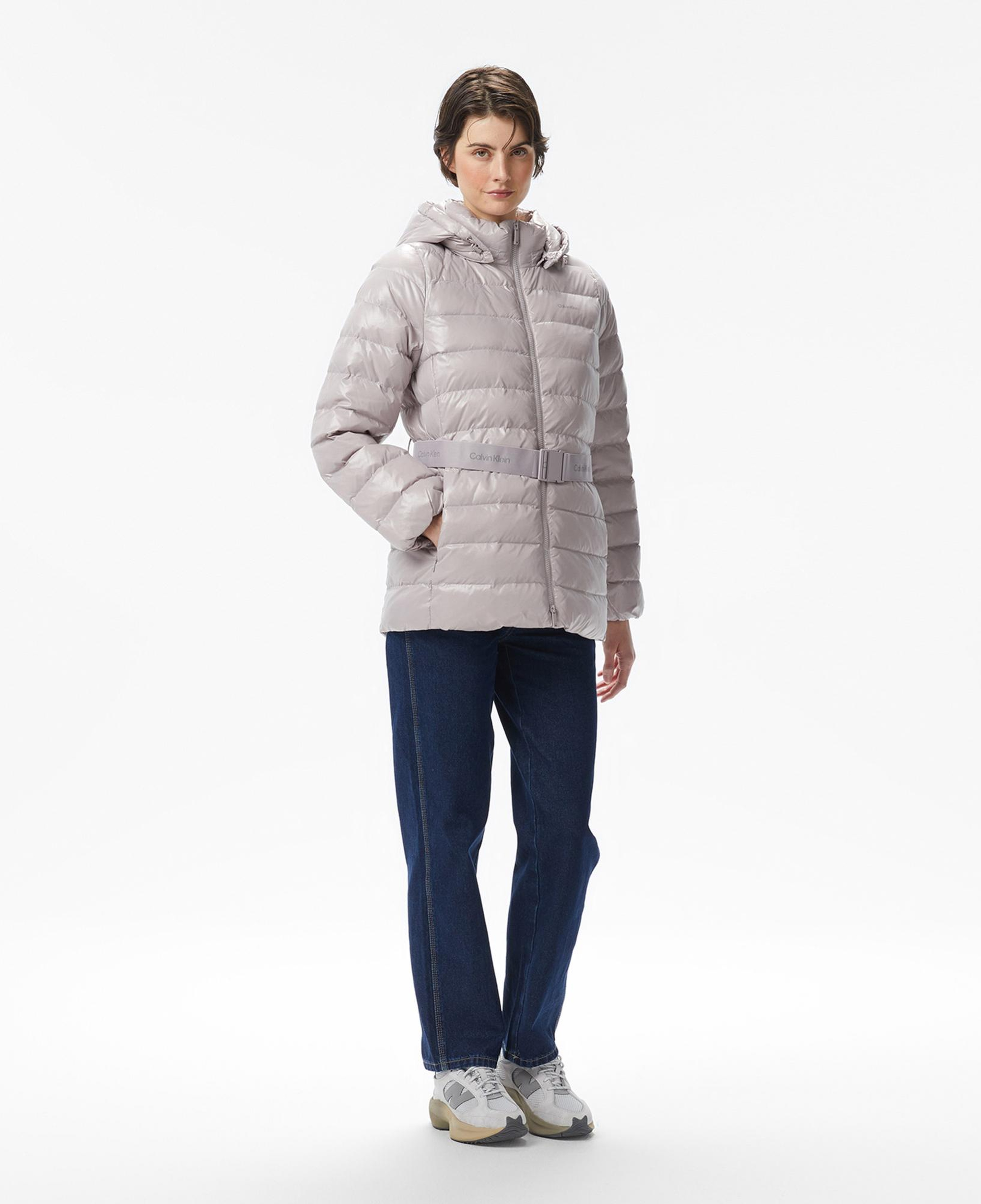 Calvin Klein Belted Lightweight Puffer Kadın Gri Mont