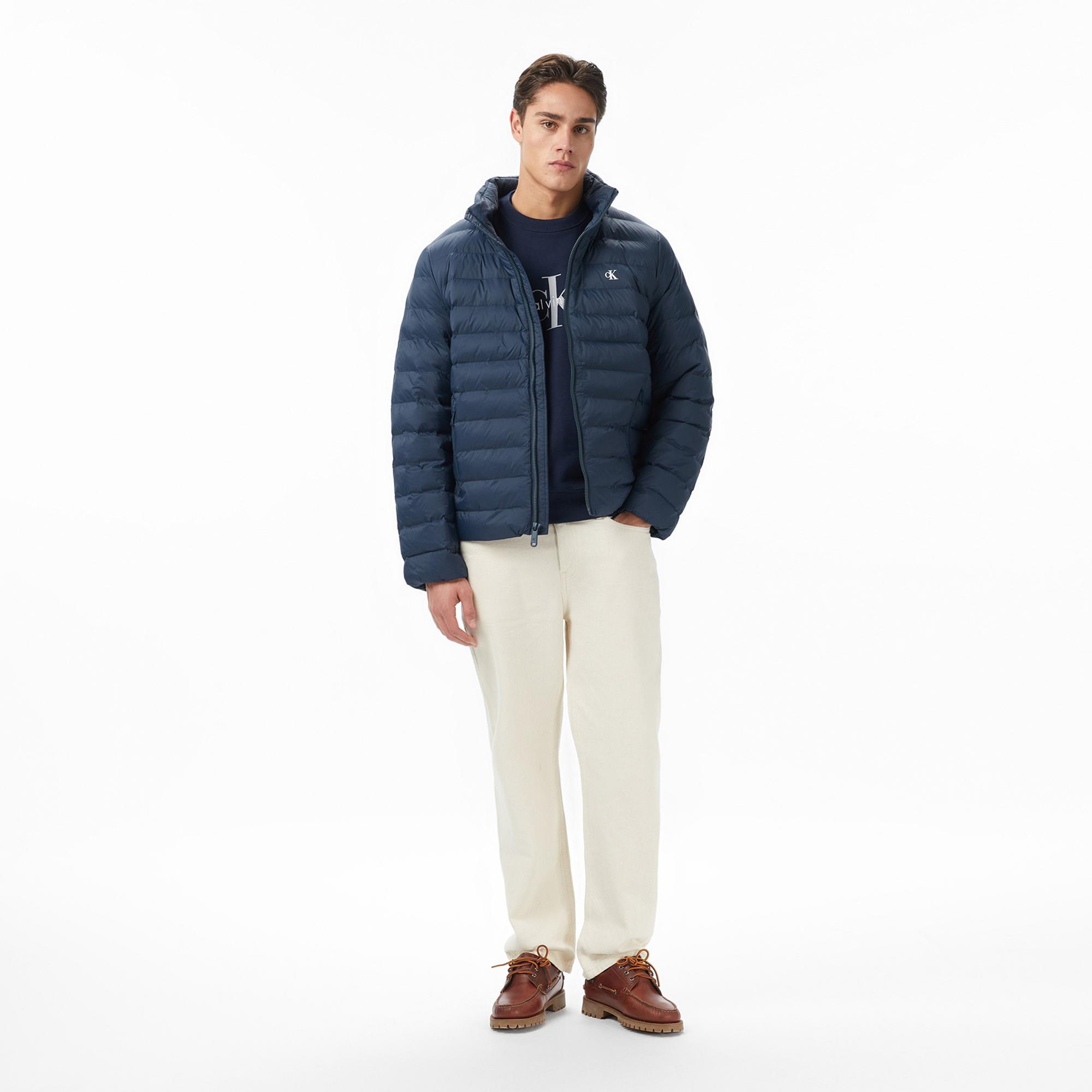 Calvin Klein Nylon Hooded Puffer Erkek Lacivert Mont