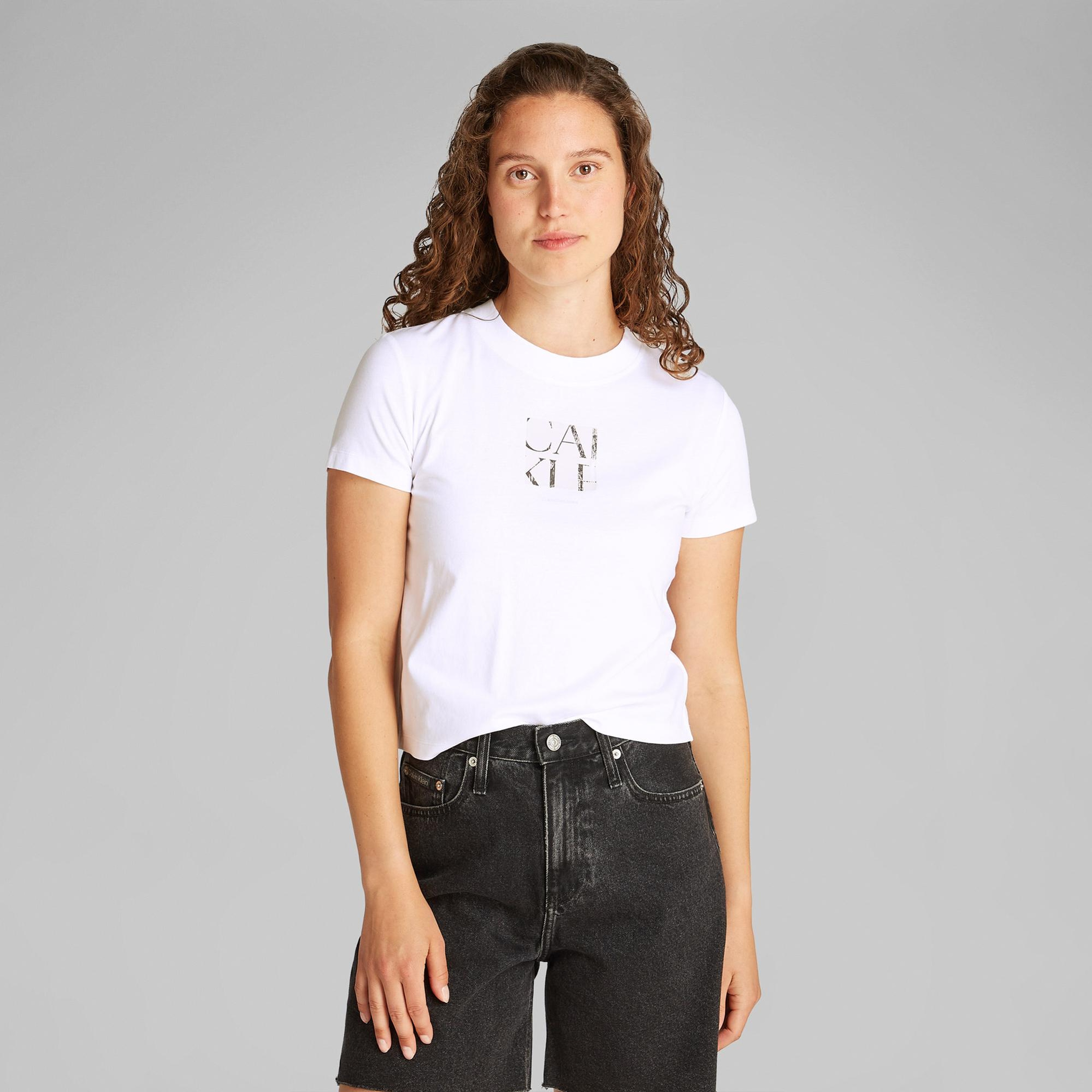 Calvin Klein Front Photo Graphic Baby Kadın Beyaz T-Shirt