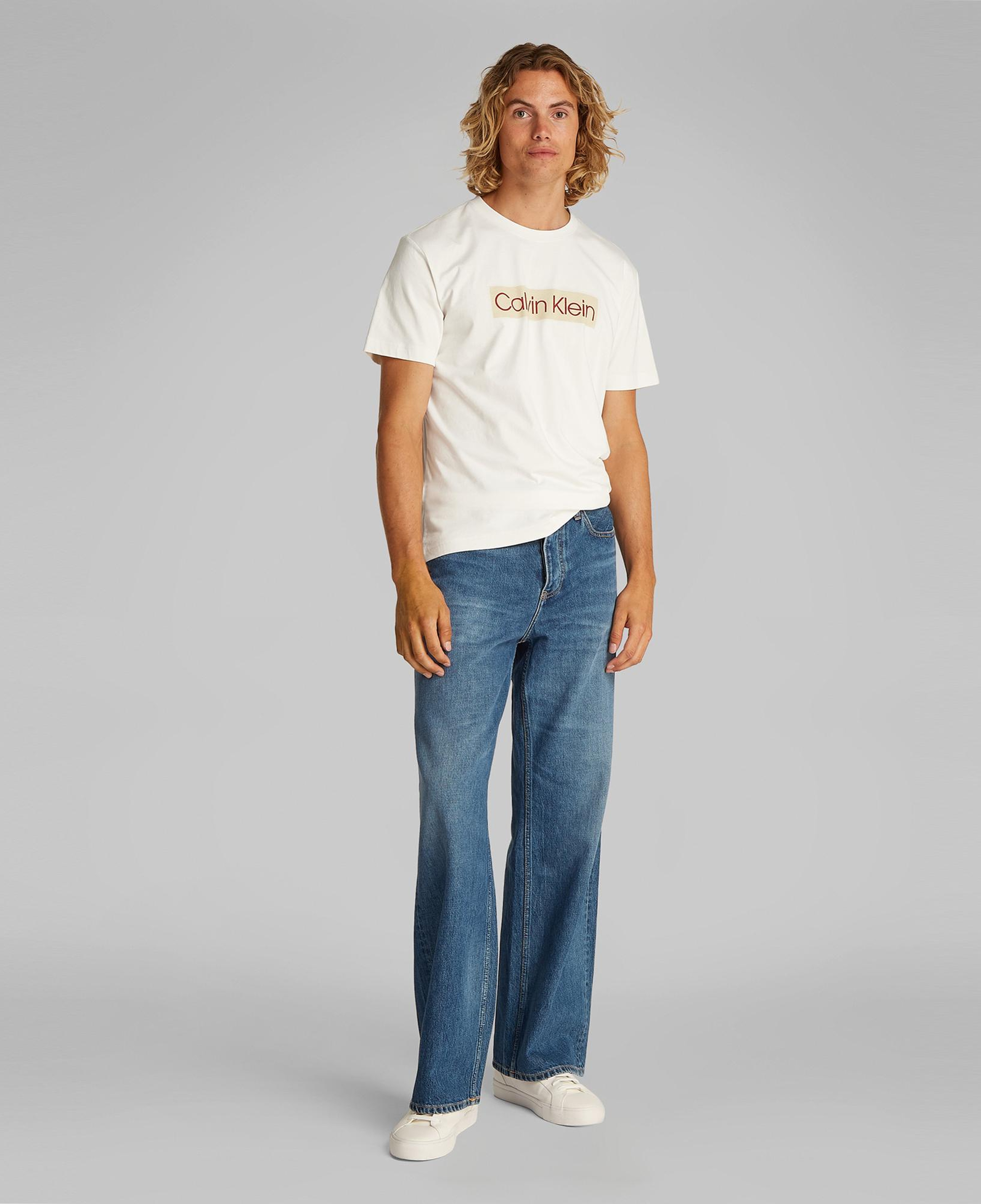 Calvin Klein Label Print Erkek Beyaz T-Shirt