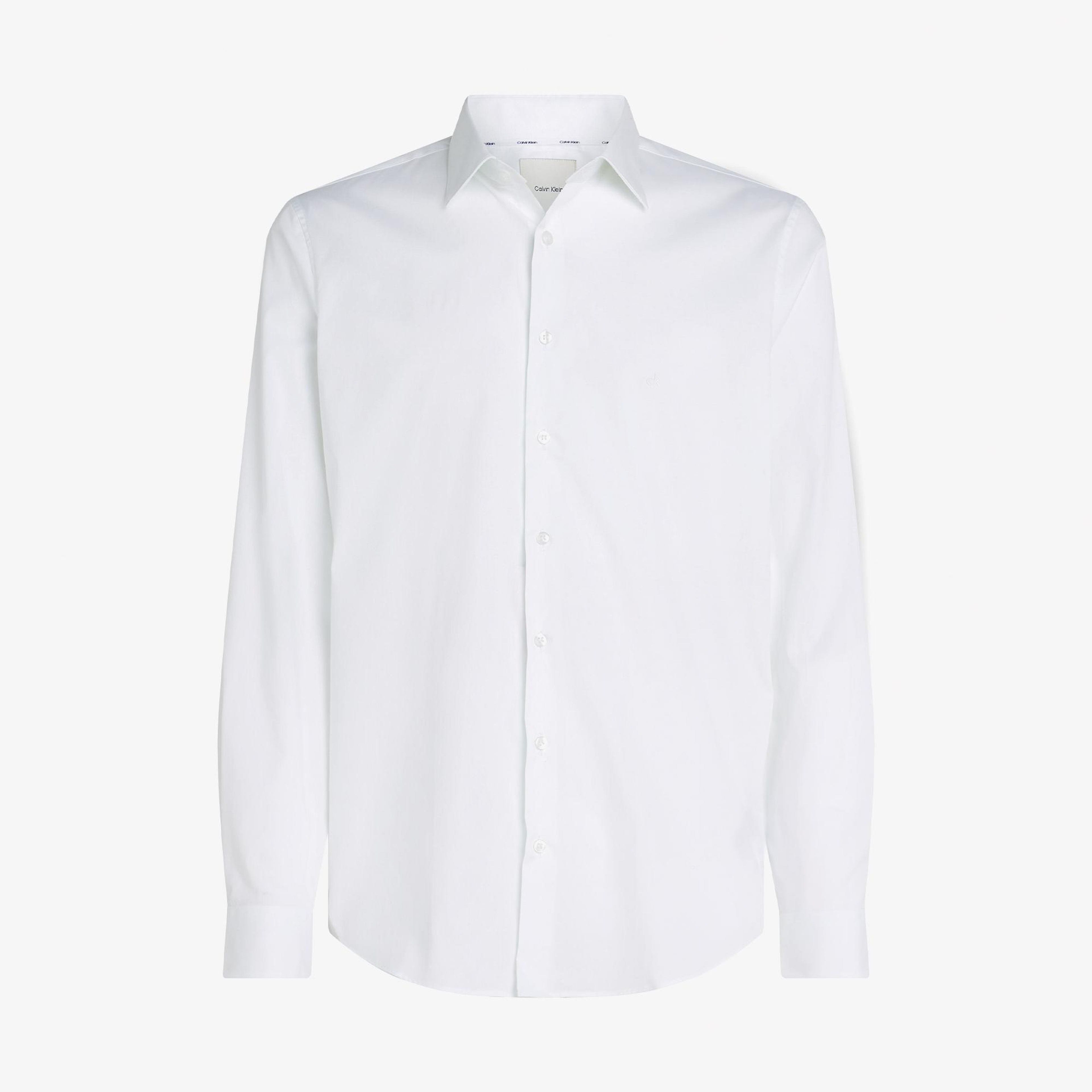 Calvin Klein Poplin Stretch Regular Erkek Beyaz Gömlek