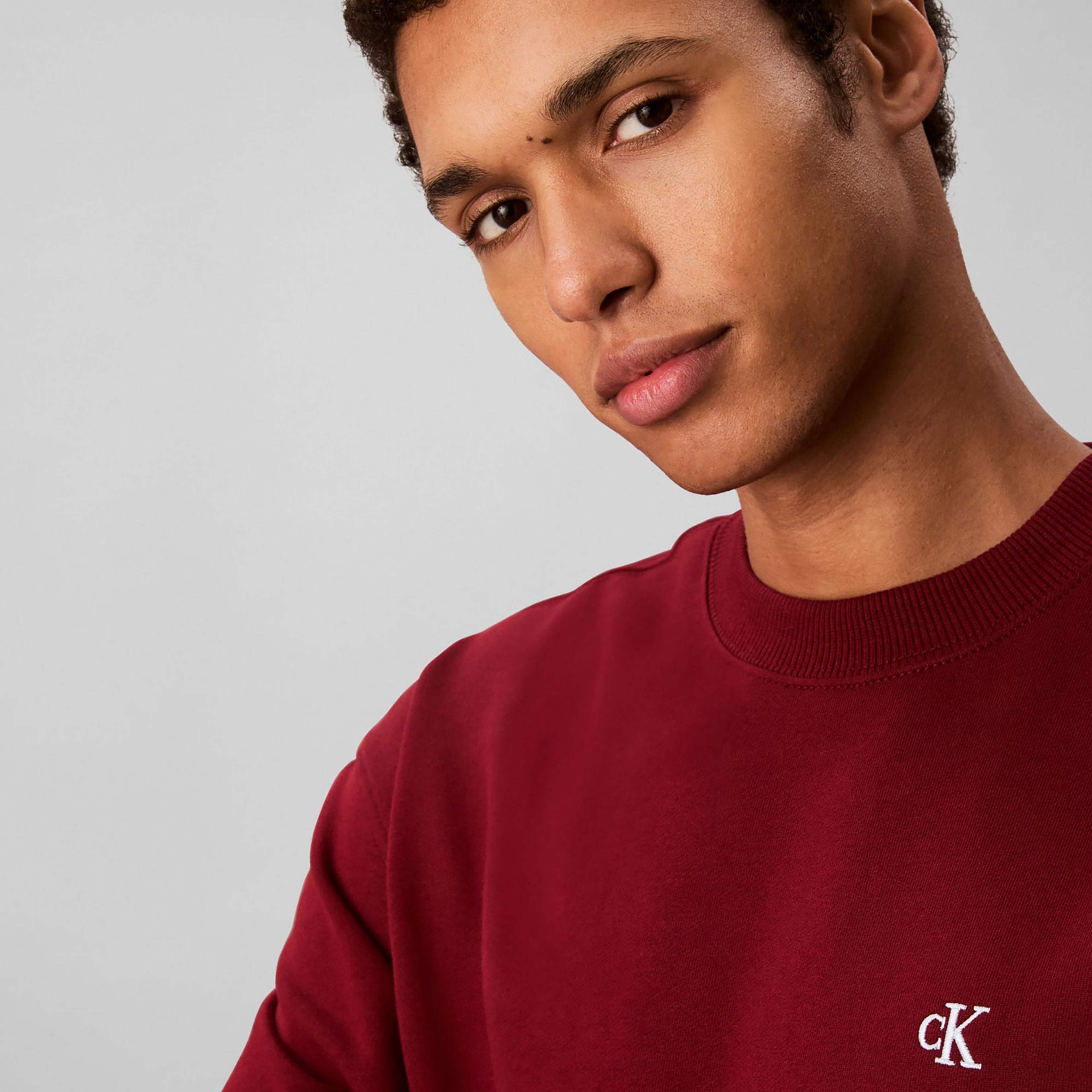 Calvin Klein Terry Monogram Erkek Kırmızı Sweatshirt