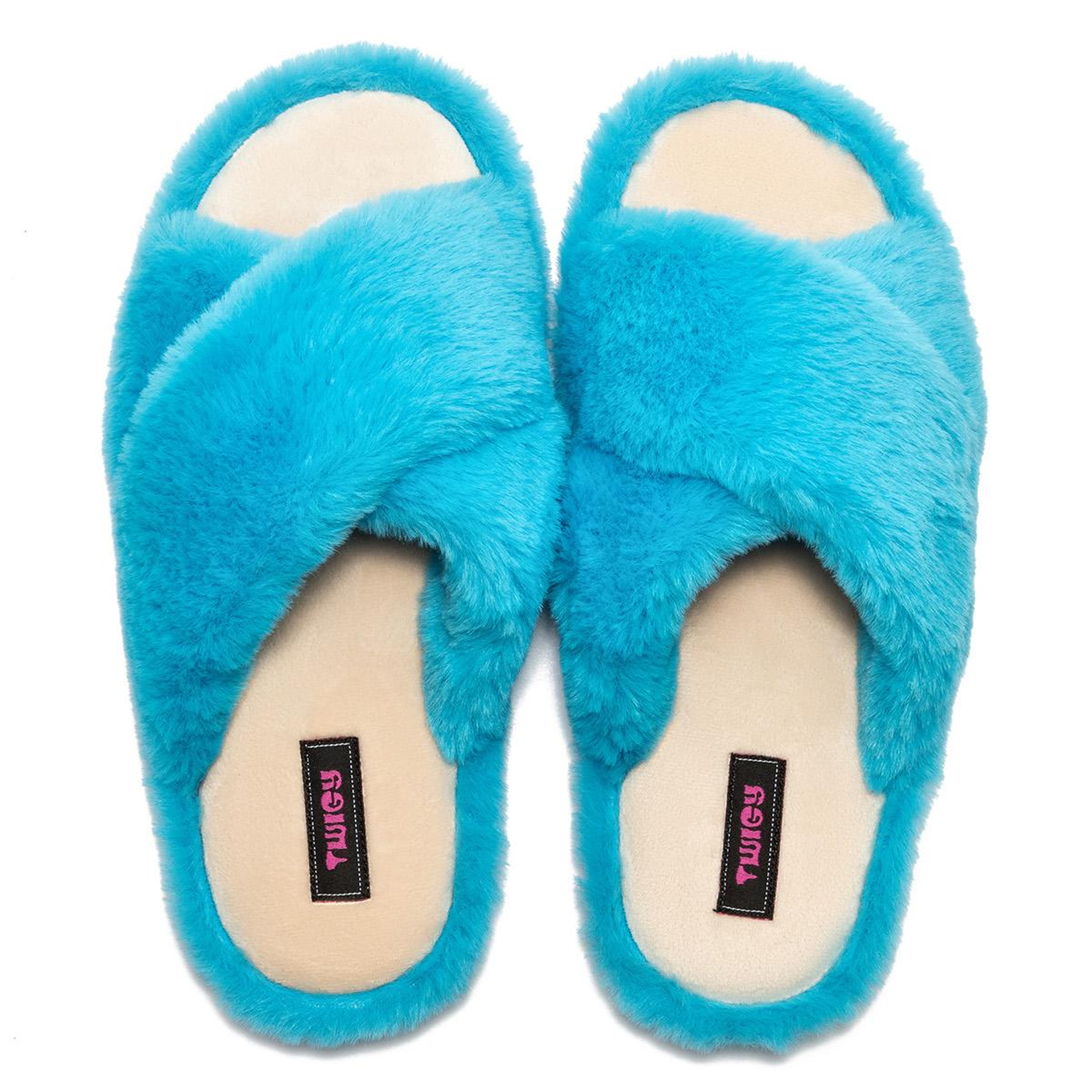 Çapraz Peluş Kadın Ev Terliği Mavi 36/41