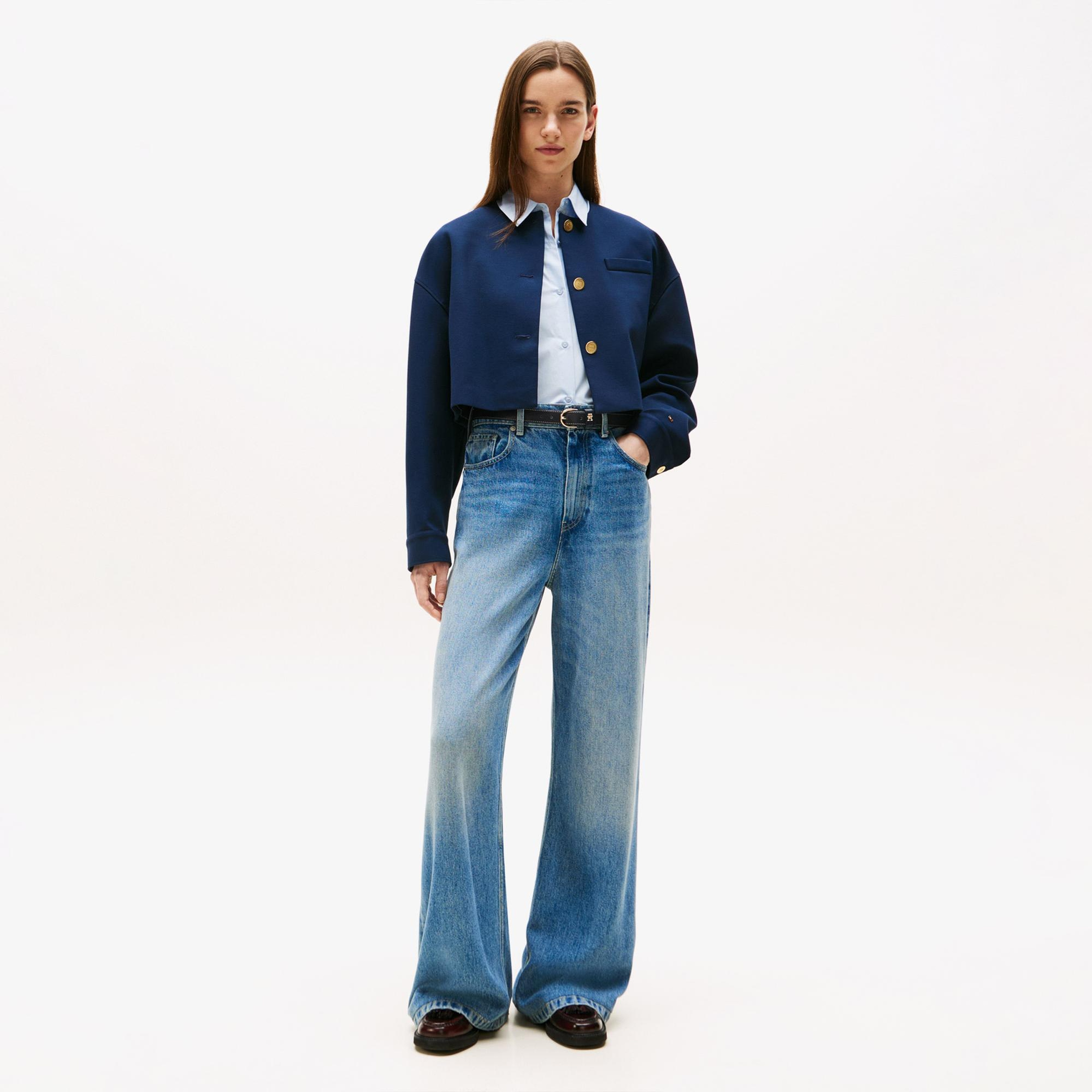 Tommy Hilfiger Punto Crop Lady Kadın Blazer Lacivert Blazer Ceket