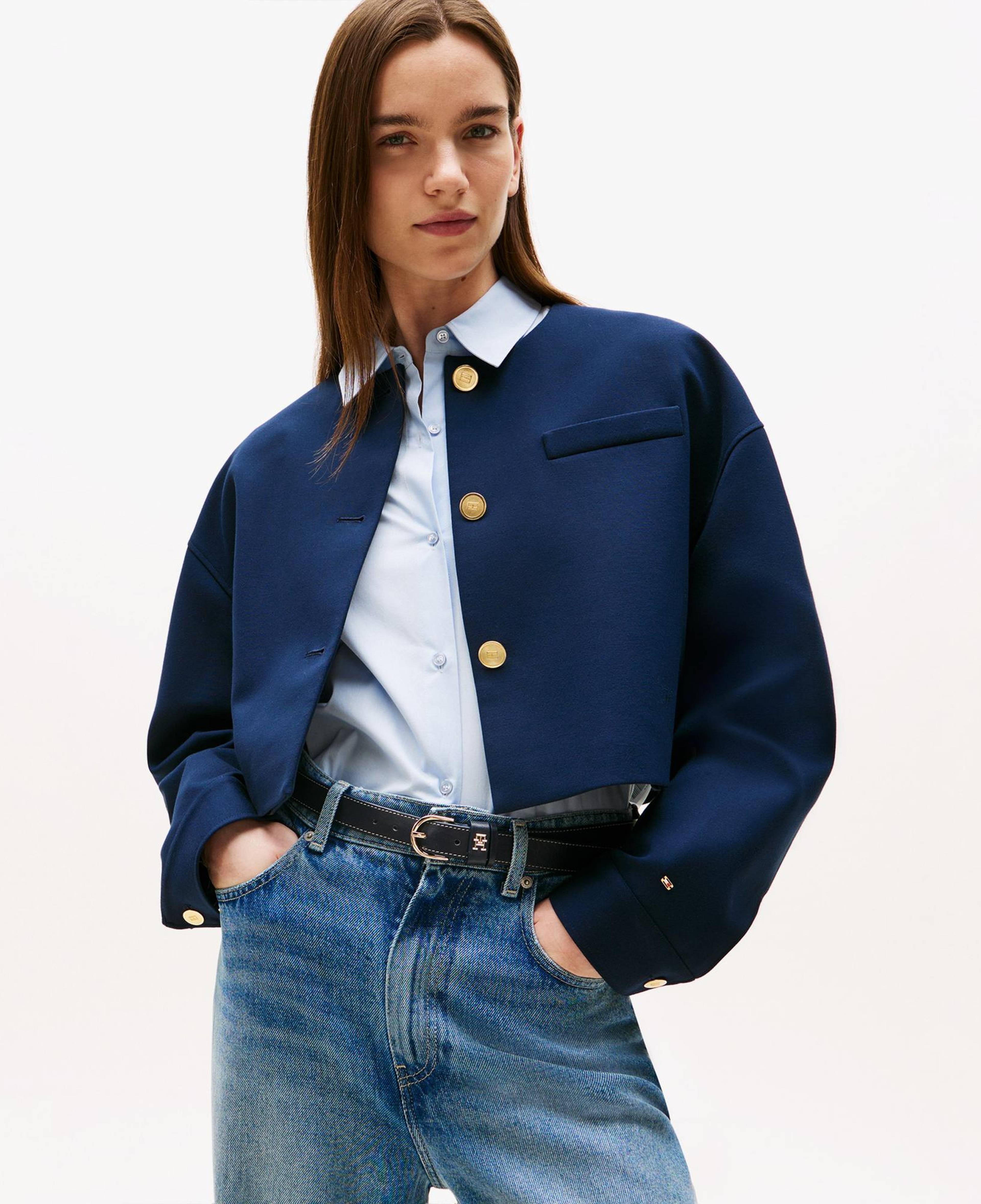 Tommy Hilfiger Punto Crop Lady Kadın Blazer Lacivert Blazer Ceket