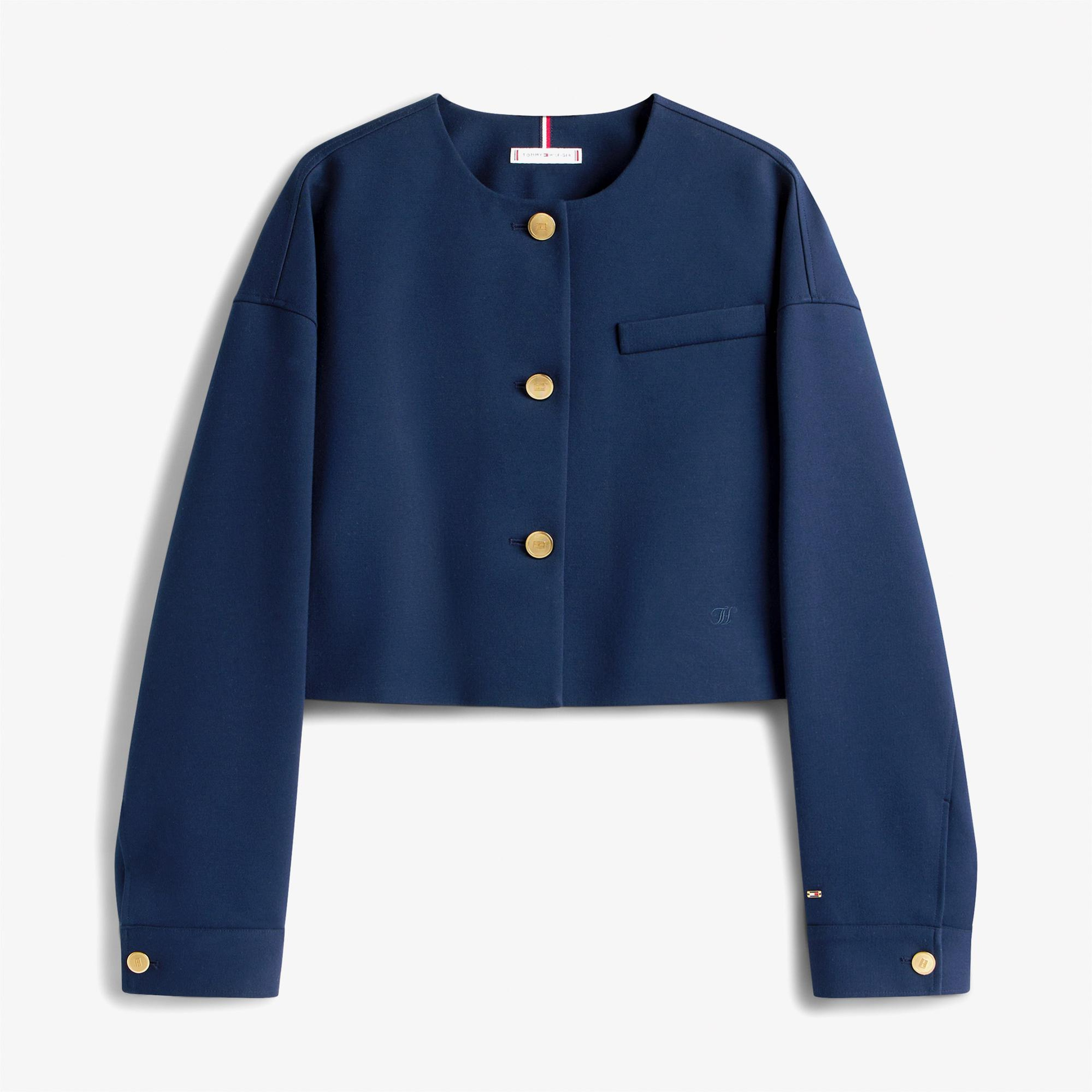 Tommy Hilfiger Punto Crop Lady Kadın Blazer Lacivert Blazer Ceket