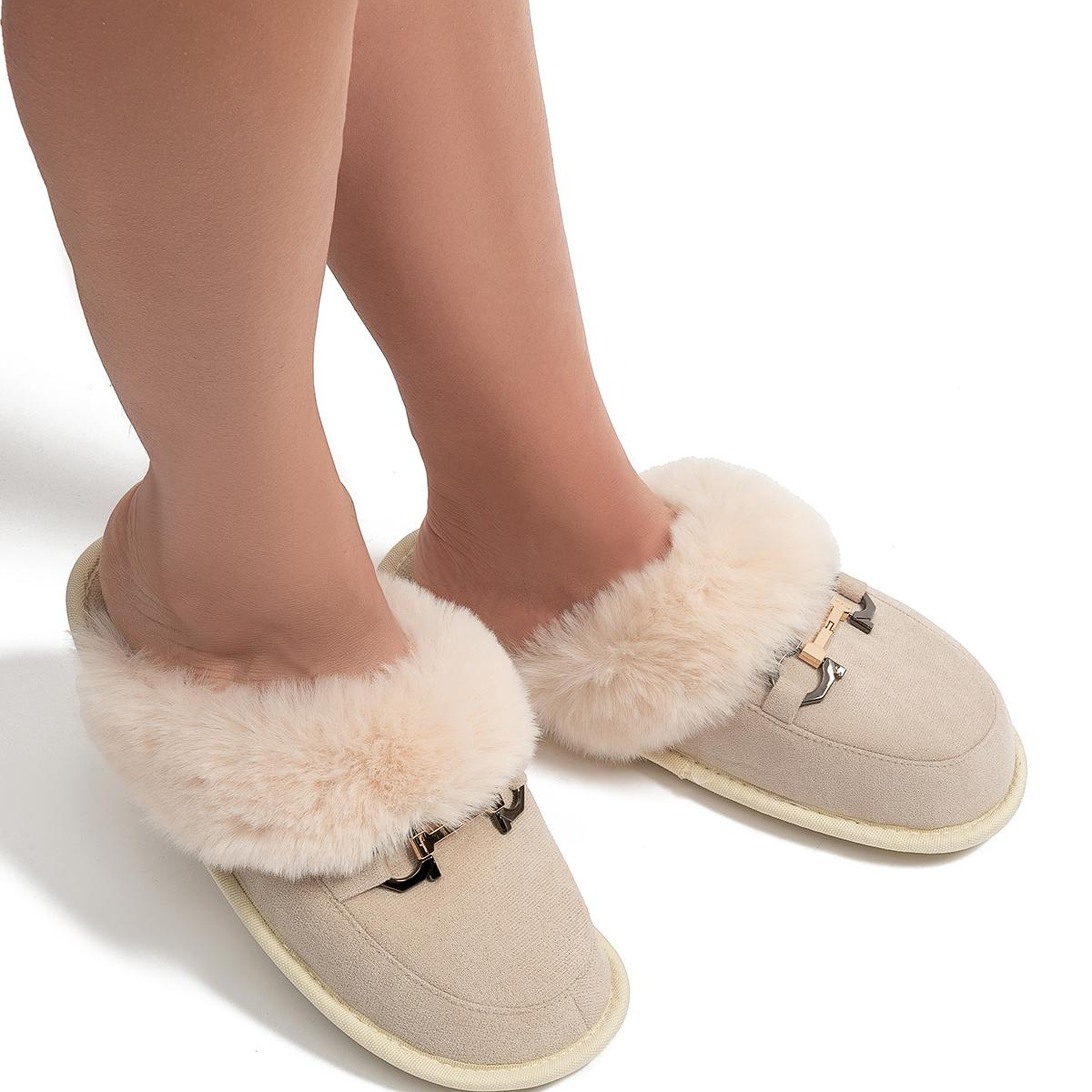 Ania Kadın Tokalı Ev Terliği Bej 37/41