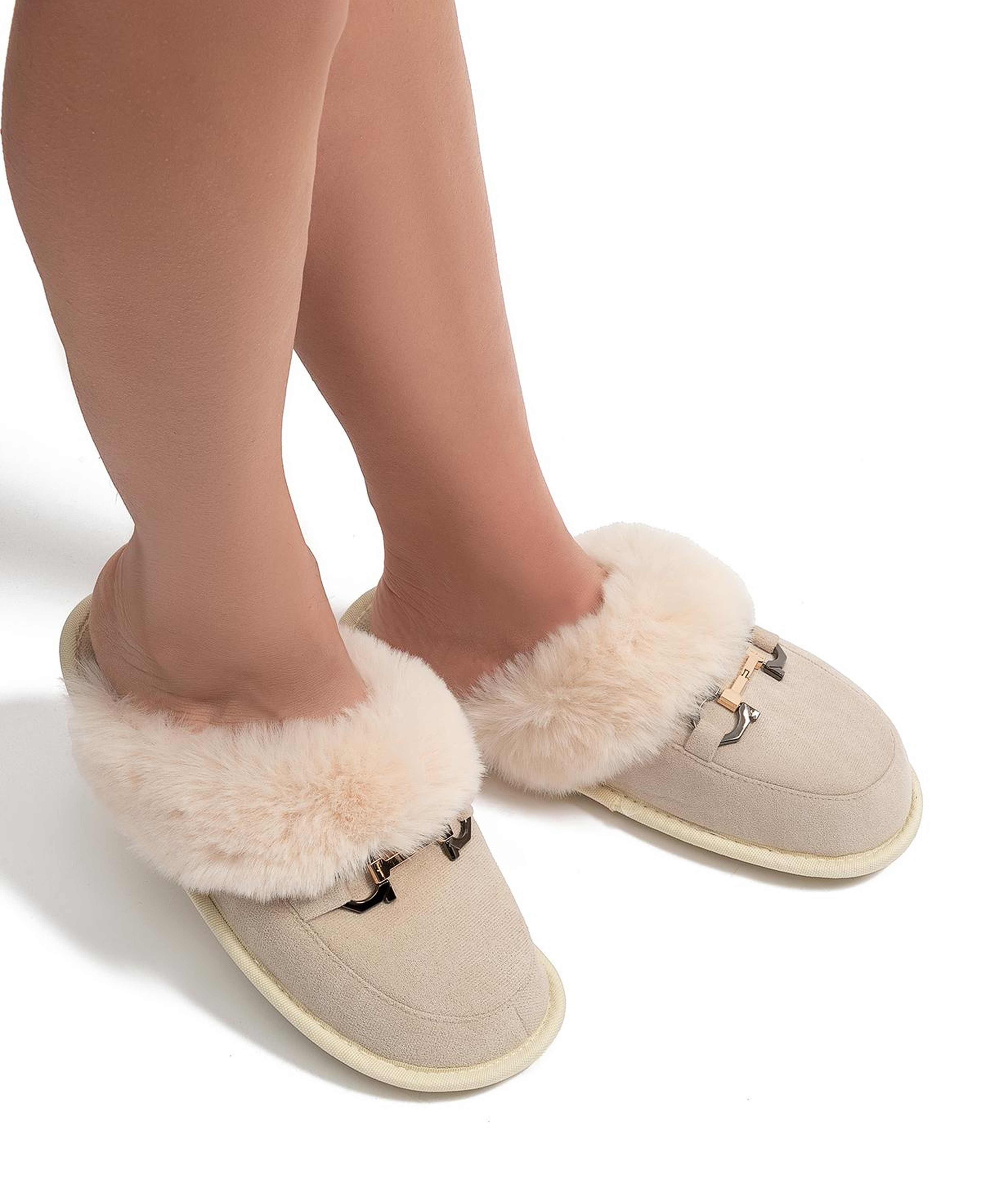 Ania Kadın Tokalı Ev Terliği Bej 37/41