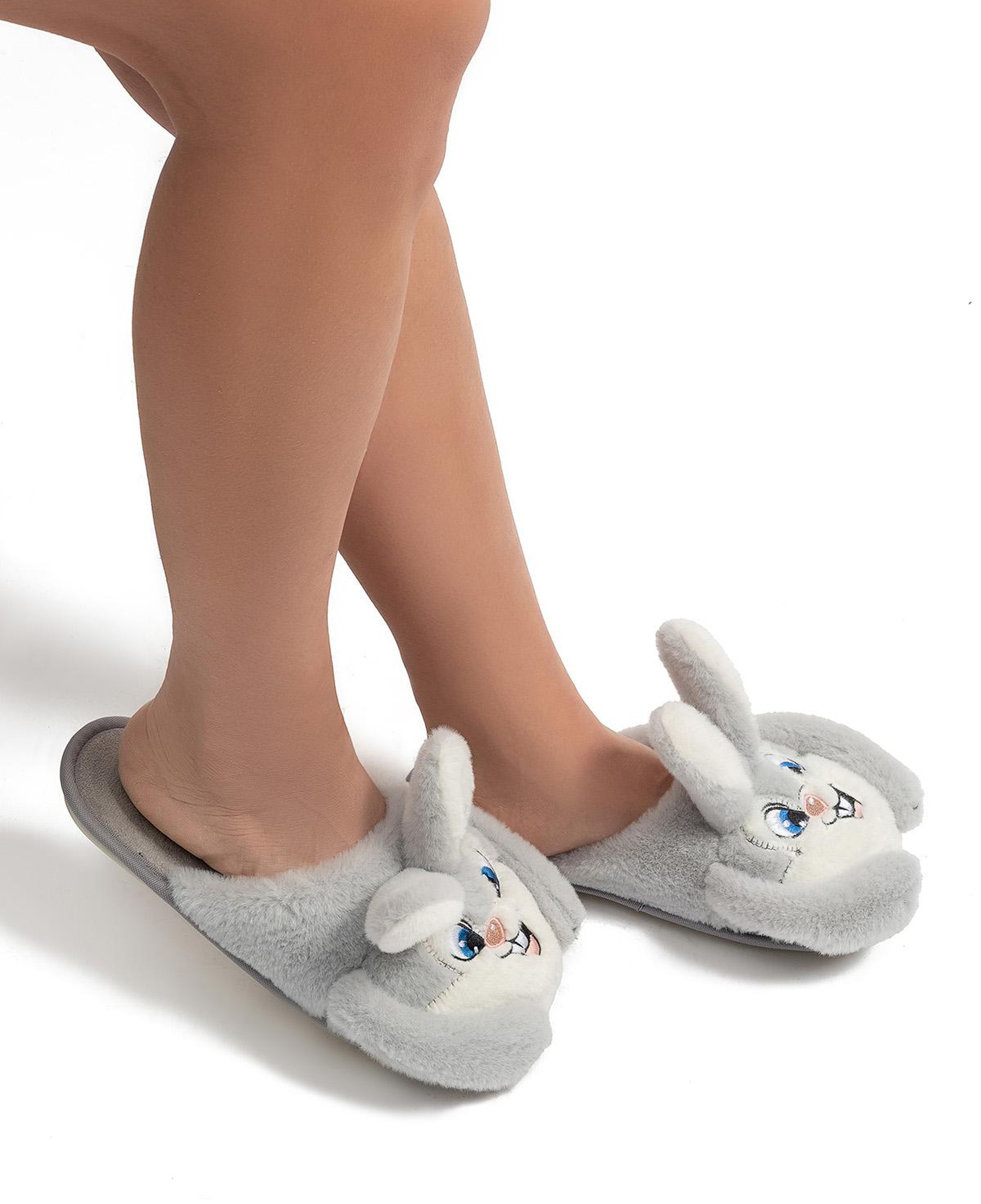 Bany Kadın, Garson Boy Hayvanlı Terlik Gri 37/41