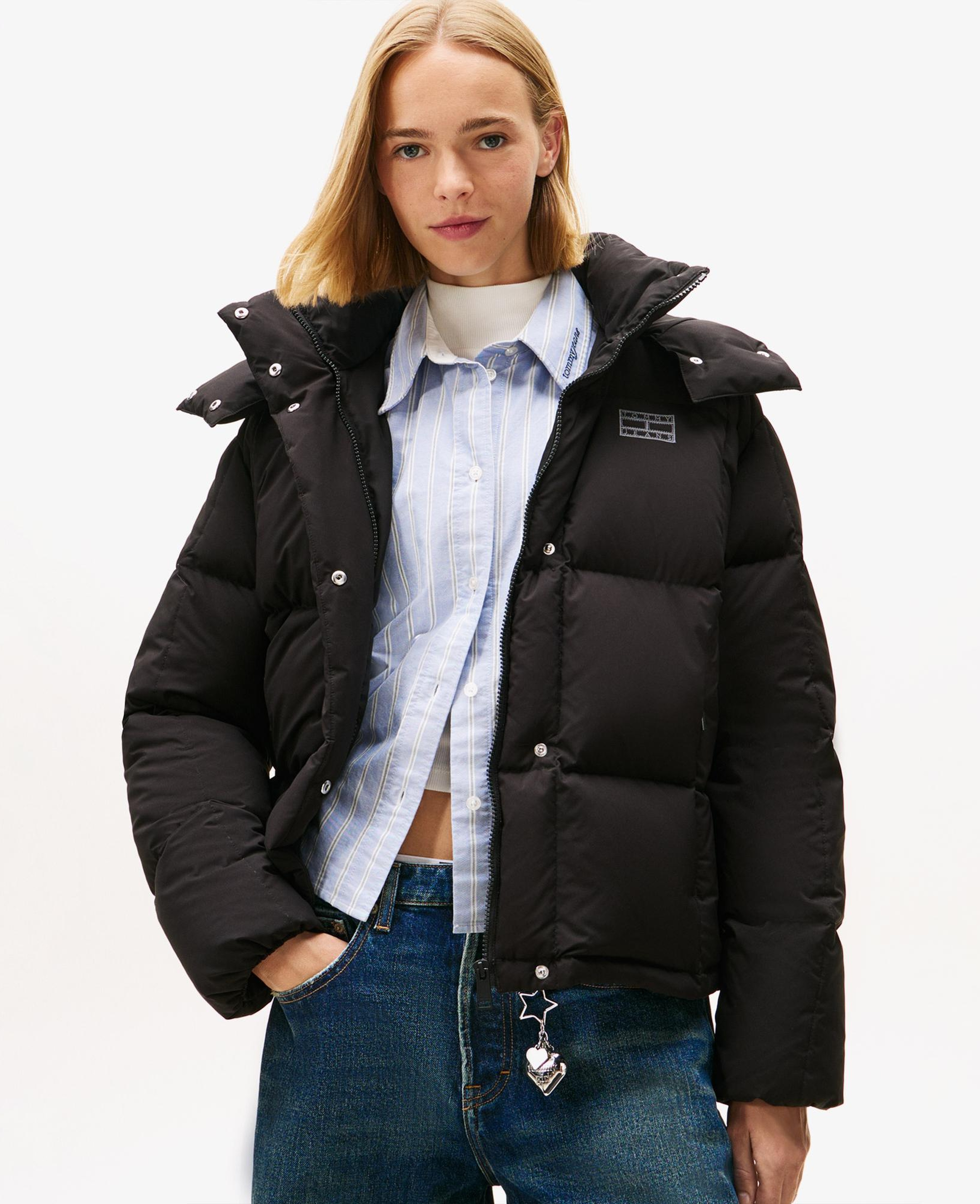 Tommy Jeans Alaska Grid Kadın Siyah Puffer Mont