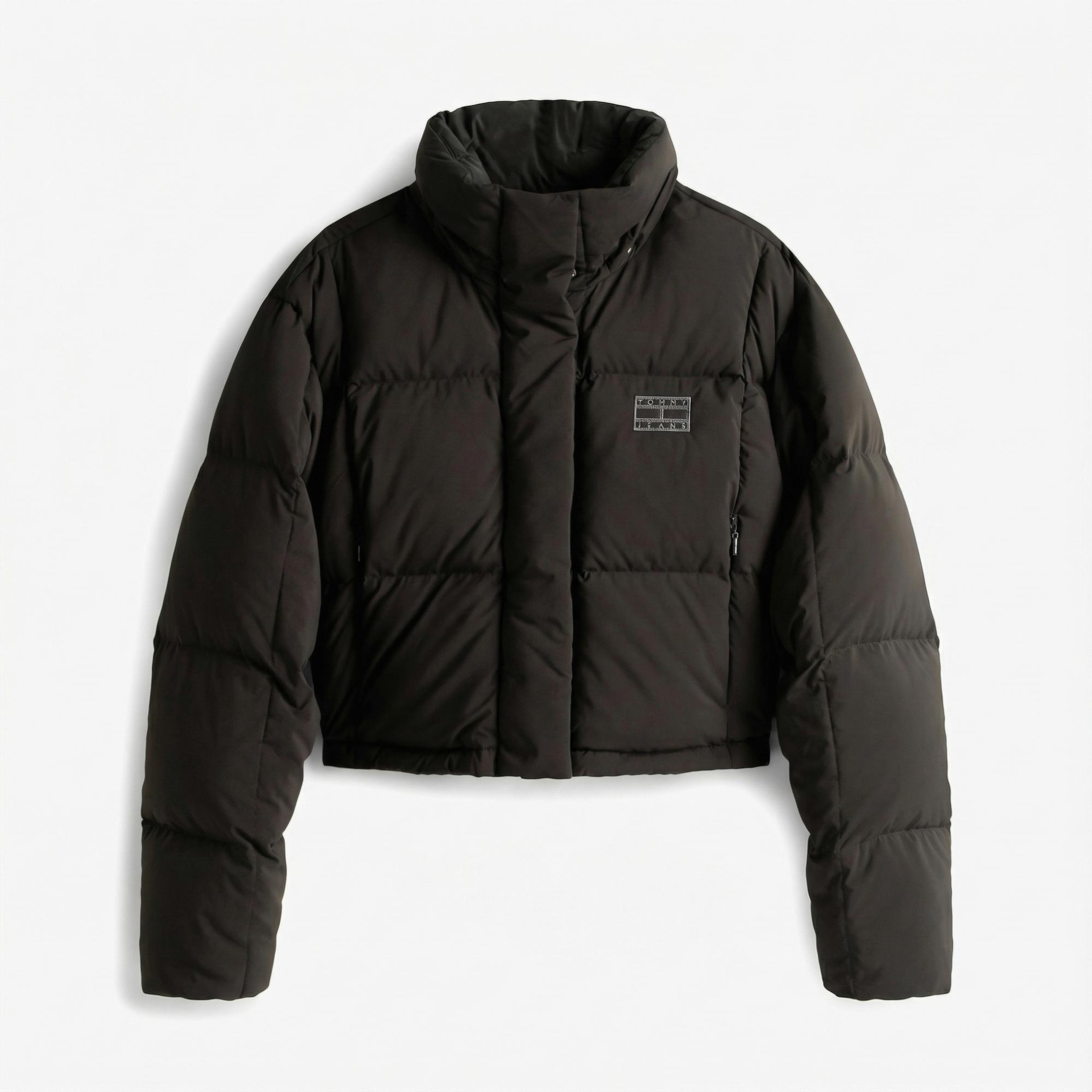 Tommy Jeans Alaska Crop Kadın Puffer Siyah Mont