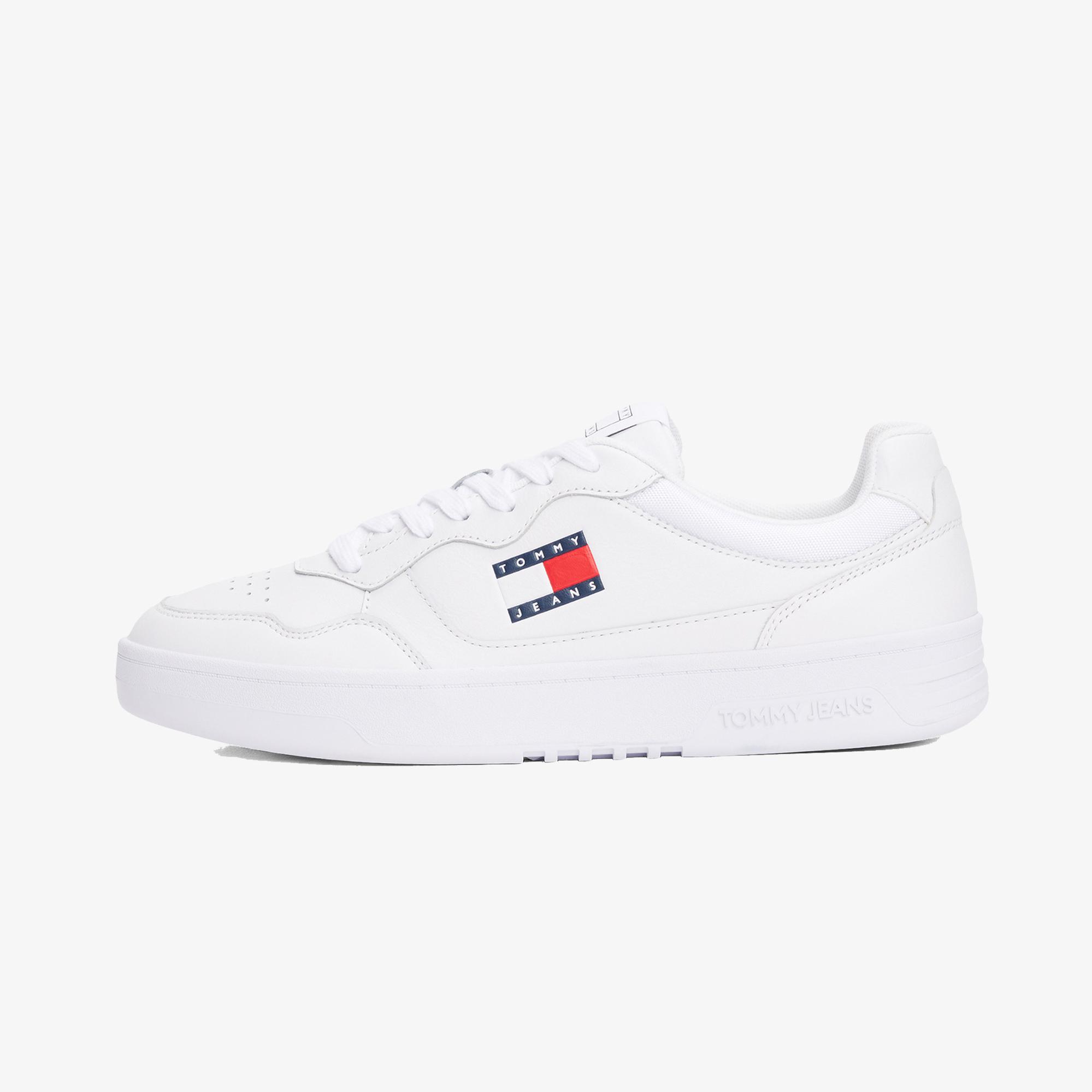 Tommy Hilfiger Jeans Cupsole Leather Erkek Beyaz Spor Ayakkabı