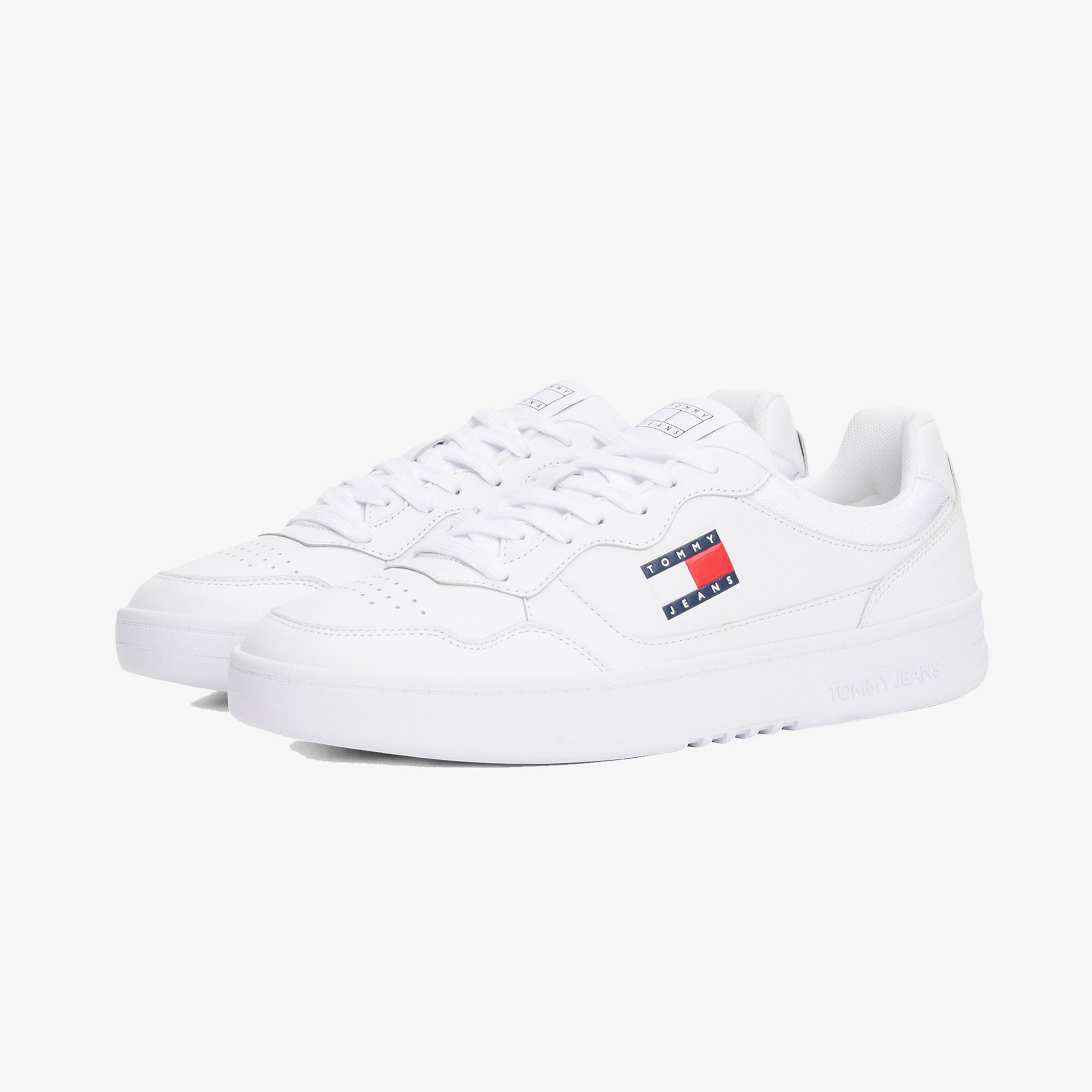 Tommy Hilfiger Jeans Cupsole Leather Erkek Beyaz Spor Ayakkabı